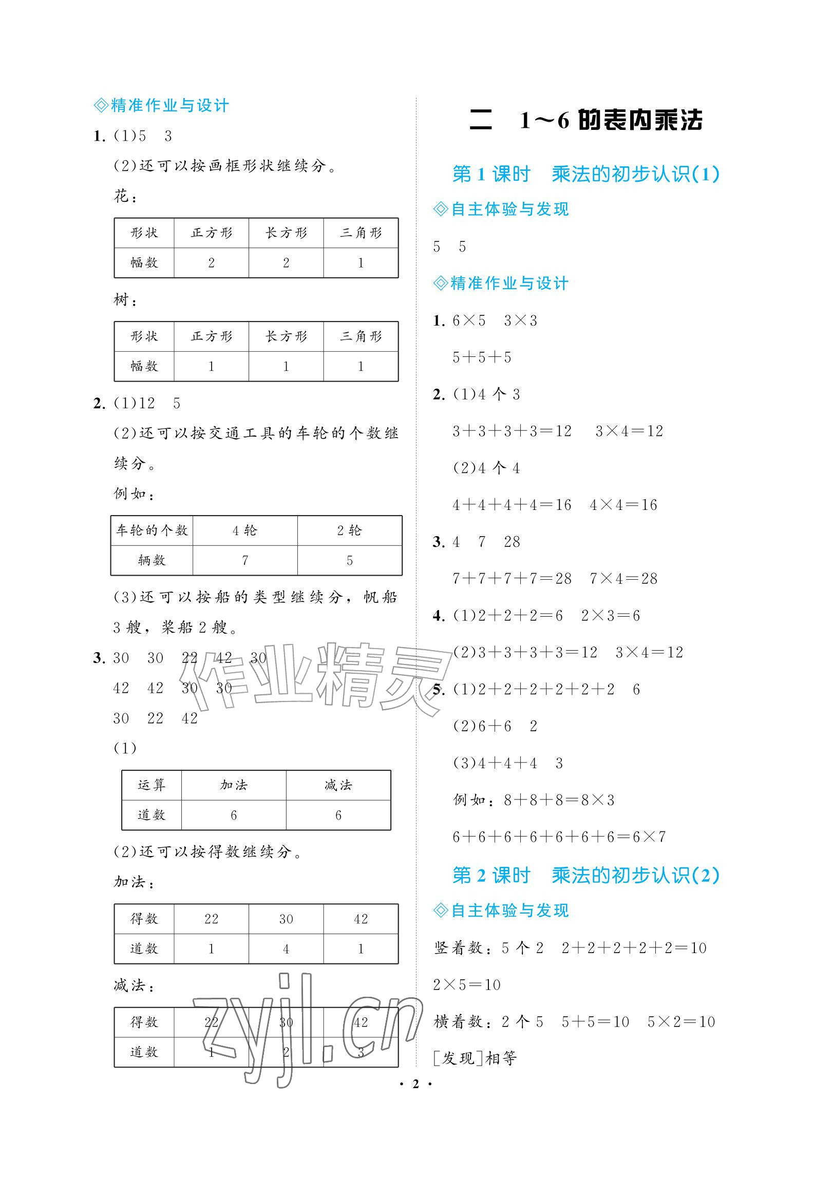 2026年新课程学习指导海南出版社二年级数学上册人教版&nbsp;参考答案第2页