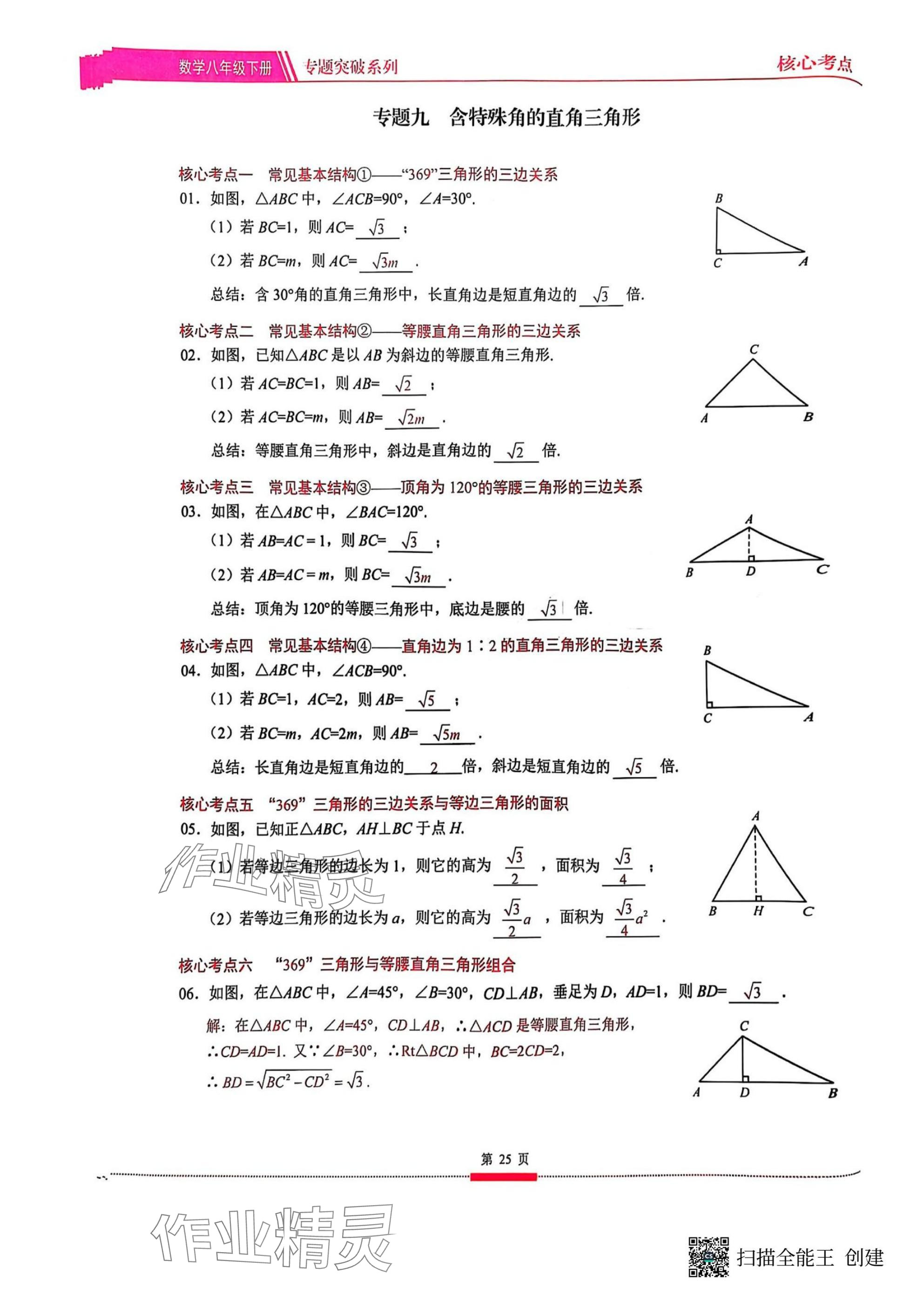 2025年名校學(xué)典核心考點武漢出版社八年級數(shù)學(xué)下冊人教版 參考答案第25頁