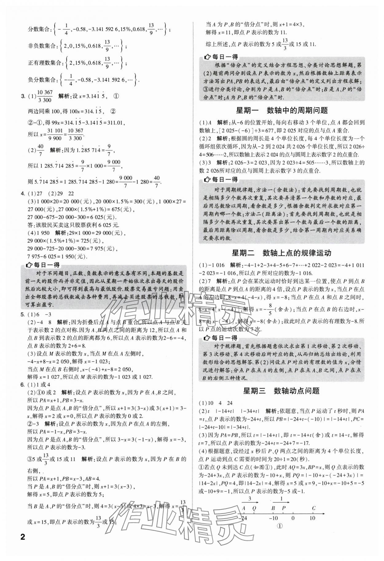 2023年经纶学典解题达人七年级数学上册苏科版 参考答案第2页