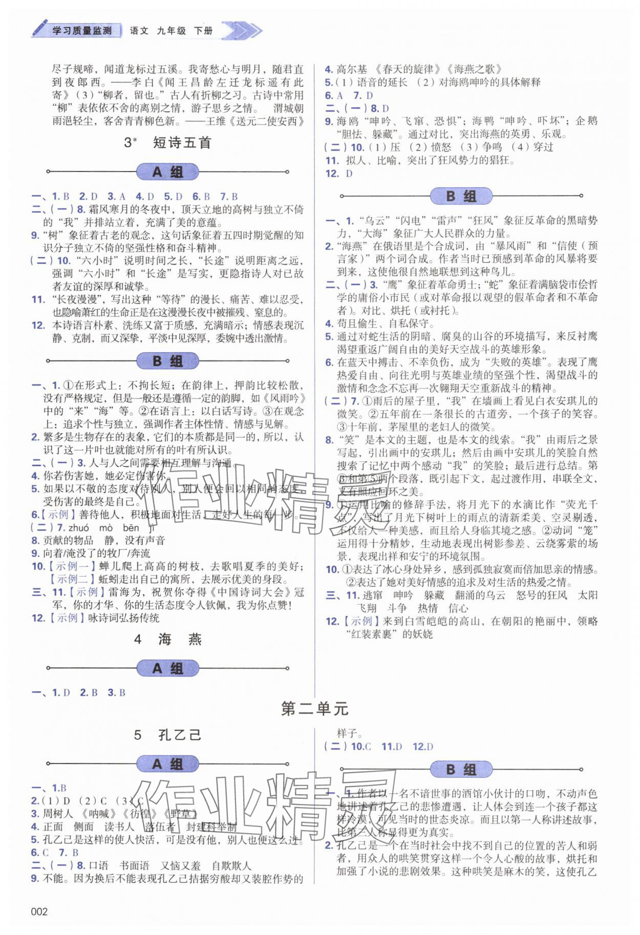 2025年学习质量监测九年级语文下册人教版 第2页
