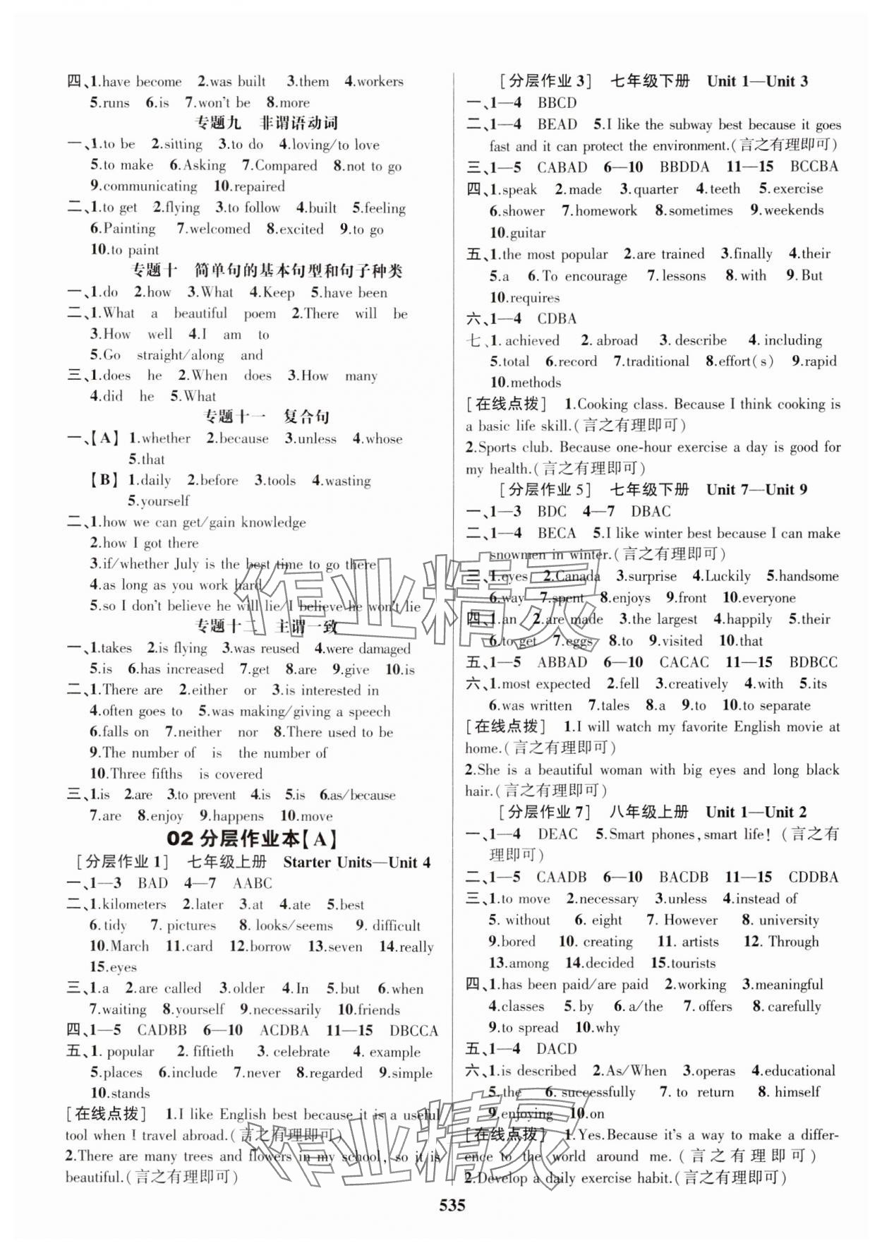 2025年中考高高手英語 參考答案第7頁