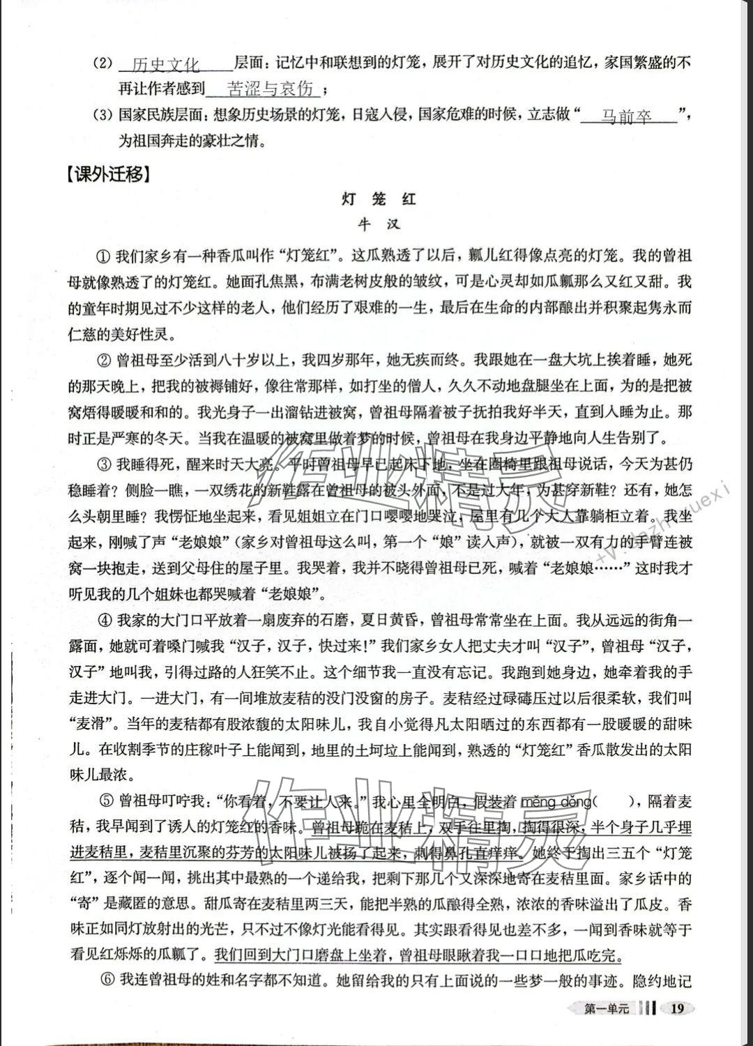 2025年中學生語文同步精練八年級下冊人教版五四制 參考答案第43頁