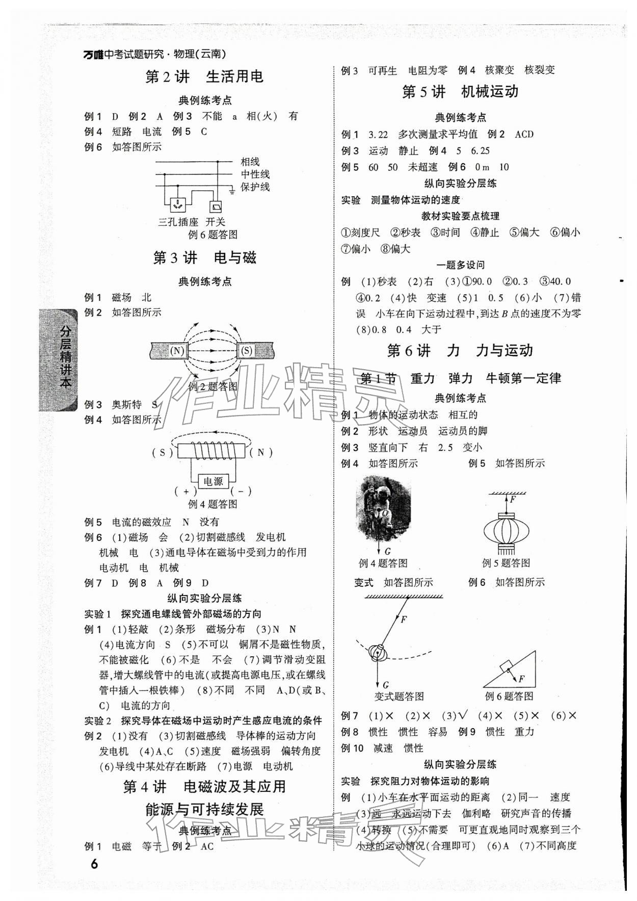 2026年萬唯中考試題研究物理云南專版&nbsp;參考答案第6頁