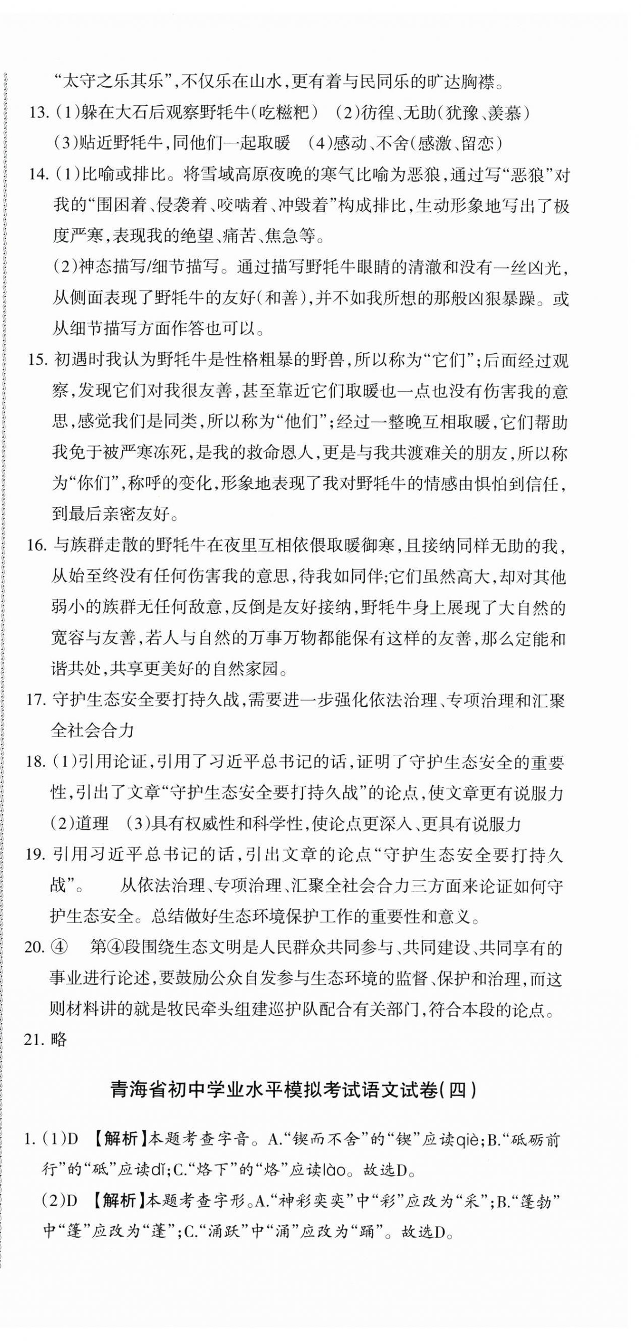 2025年青海省初中學業水平考試模擬試卷語文 第9頁