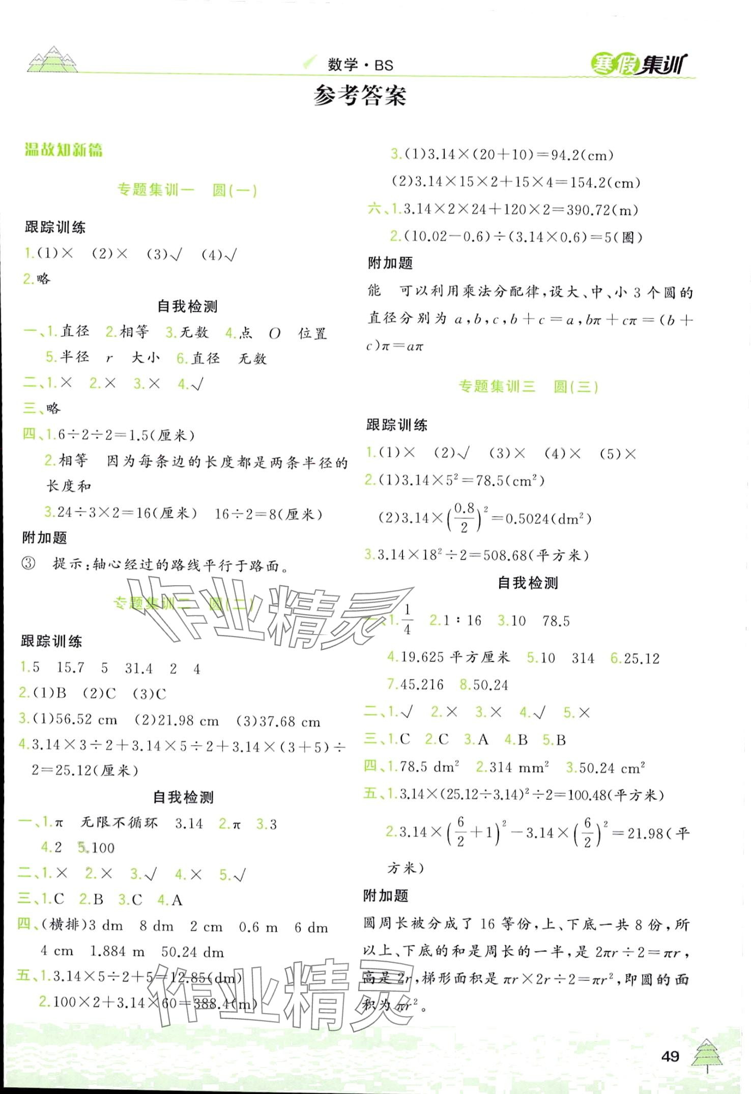 2024年寒假集训合肥工业大学出版社六年级数学北师大版 第1页