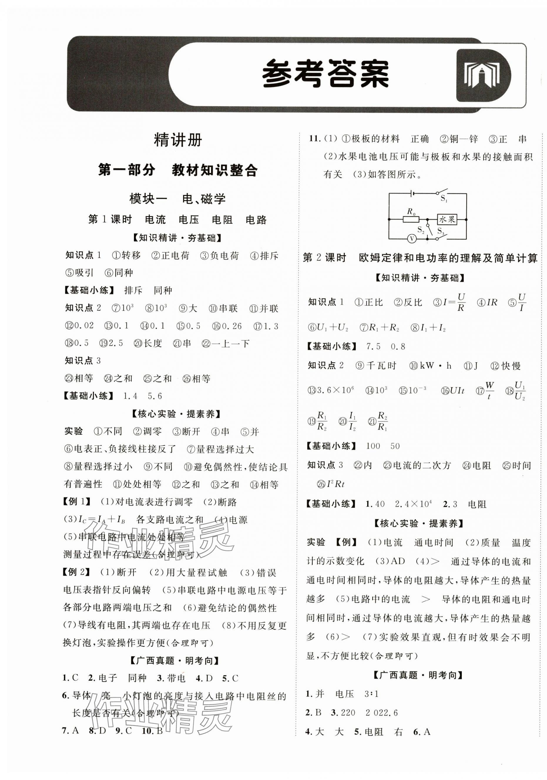 2025年優(yōu)化指導(dǎo)物理中考廣西專版 第1頁(yè)