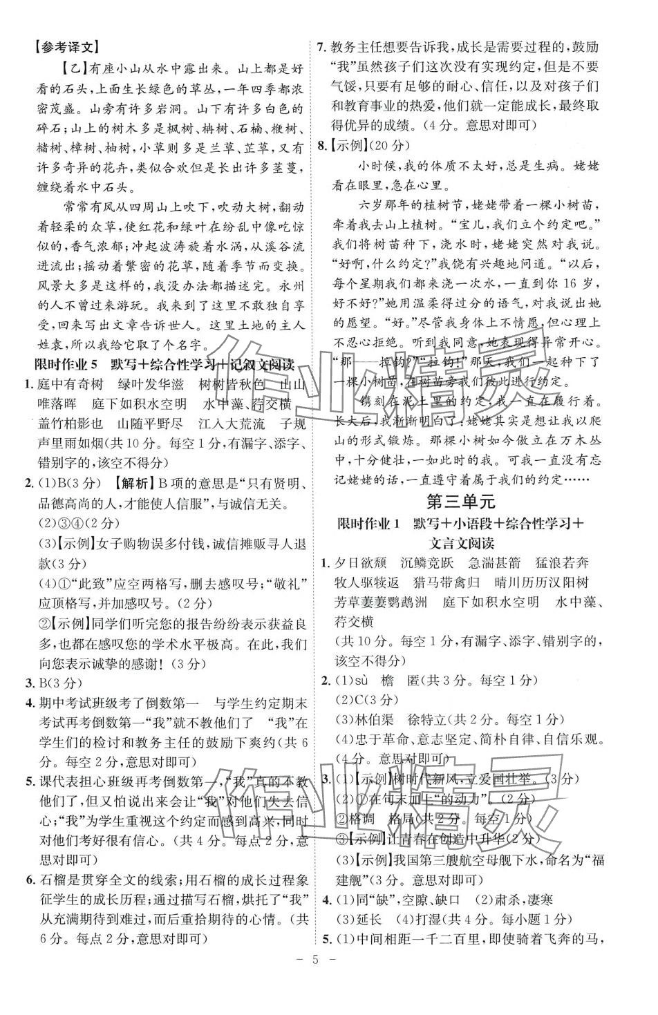 2024年限时作业八年级语文安徽专版 第5页