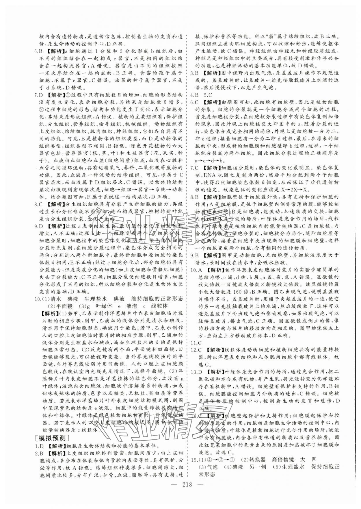 2024年新中考集訓中考總復習生物濟南版 參考答案第3頁