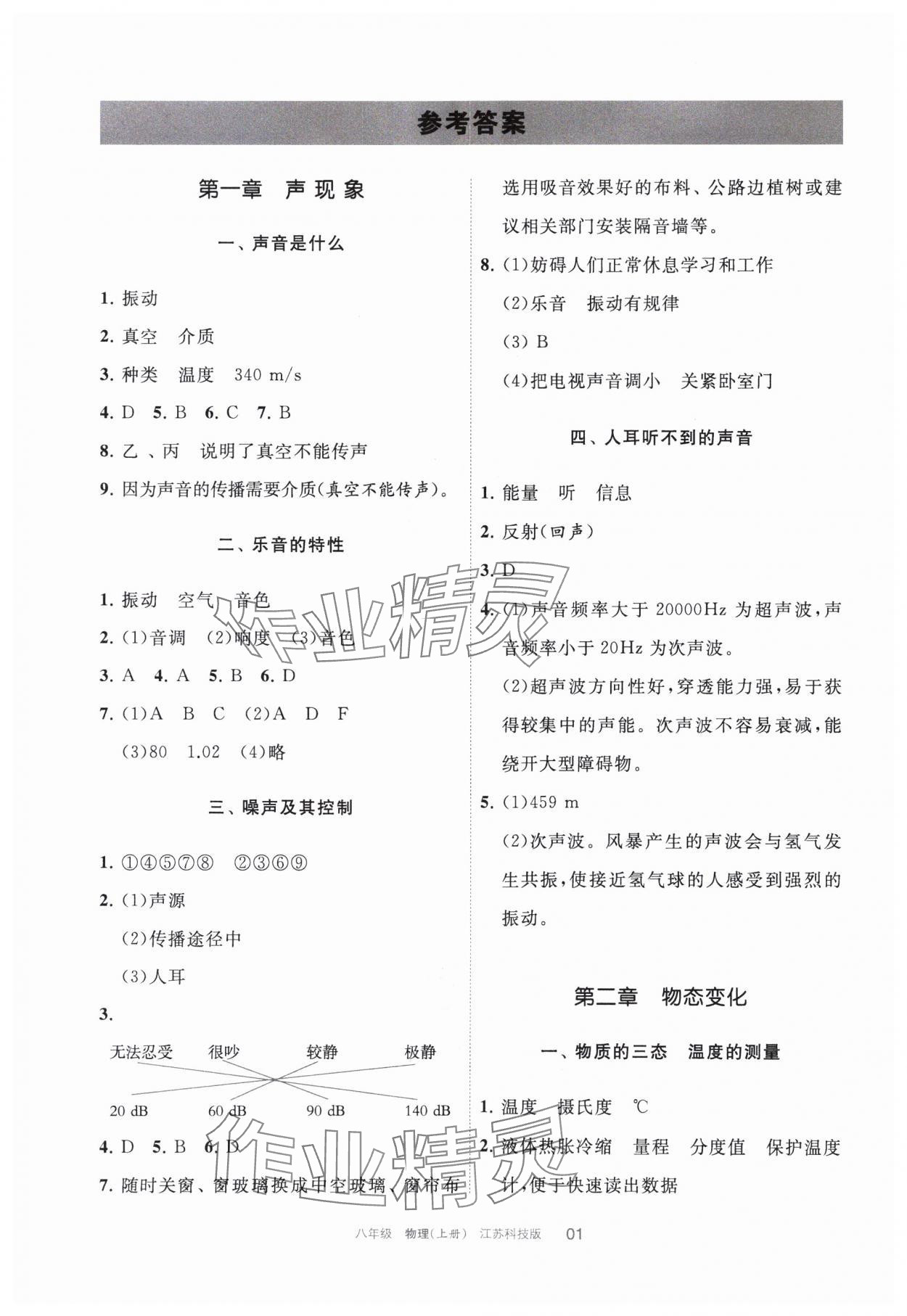 2023年学习之友八年级物理上册苏科版 参考答案第1页