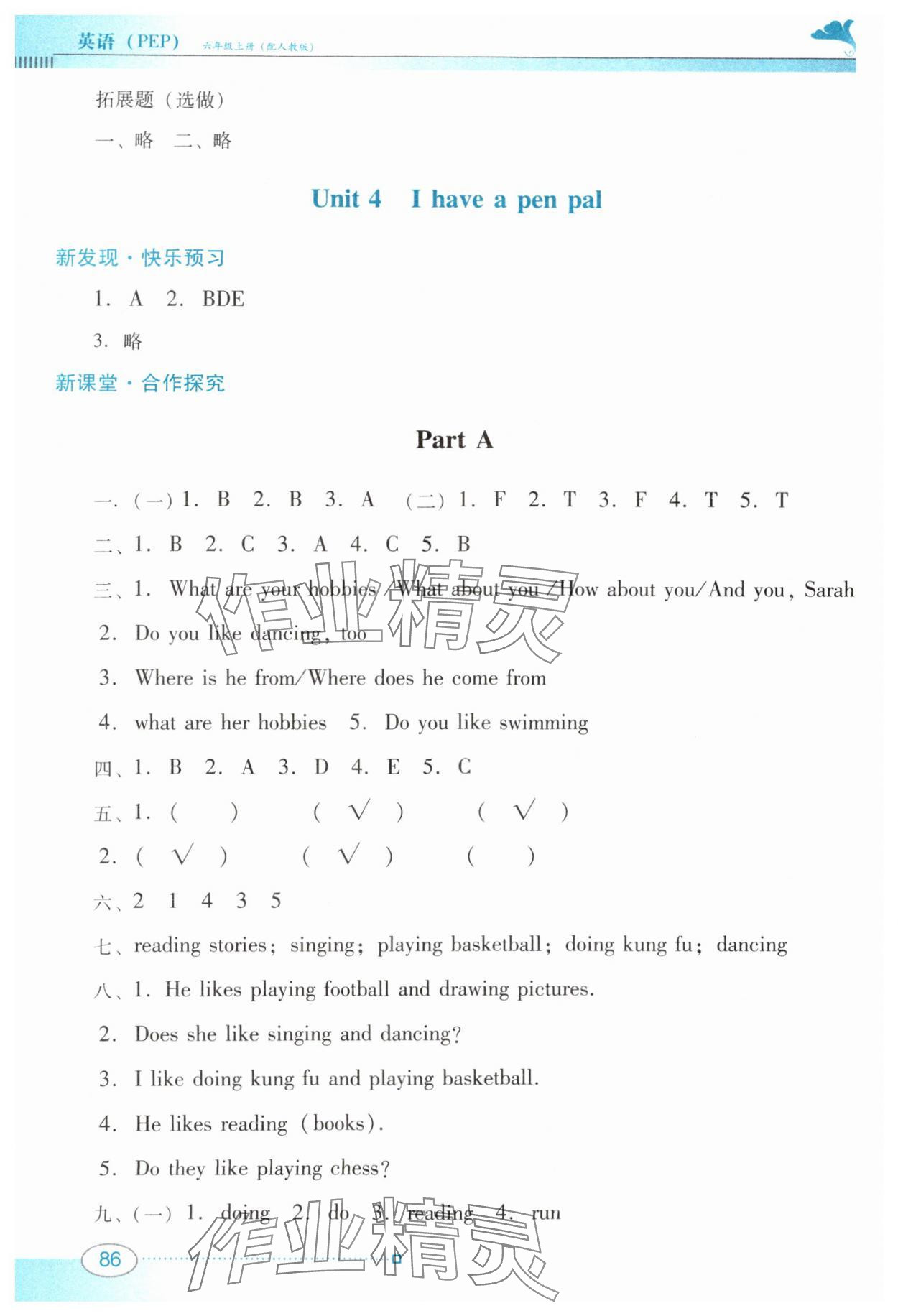 2024年南方新課堂金牌學(xué)案六年級(jí)英語上冊人教版 第8頁