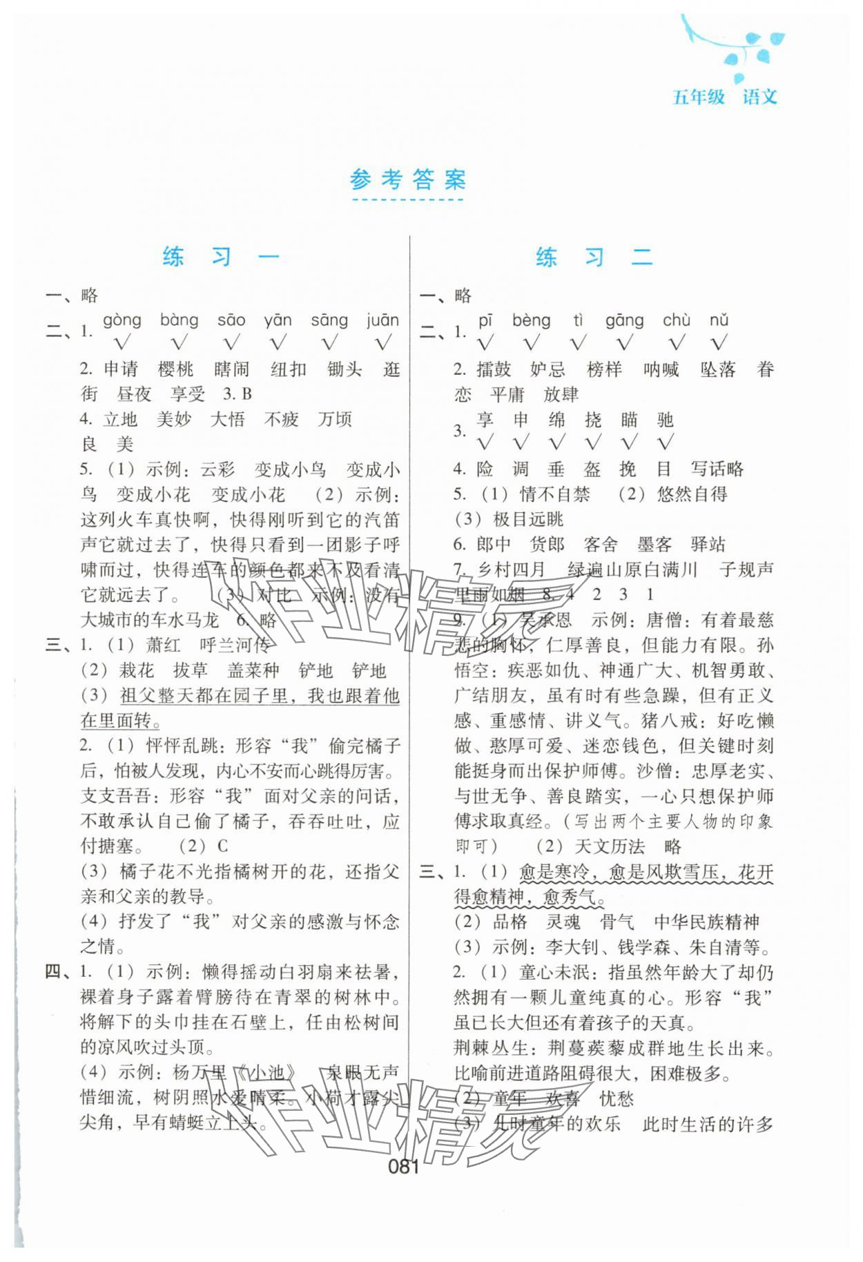 2025年暑假综合练习河北人民出版社五年级语文人教版 第1页