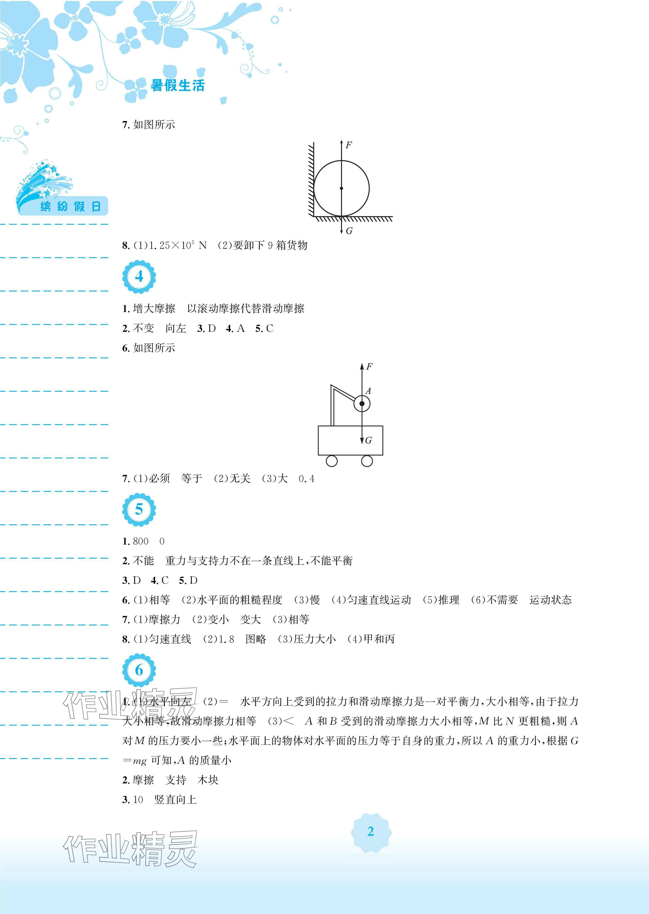 2024年暑假生活安徽教育出版社八年級(jí)物理人教版 參考答案第2頁(yè)