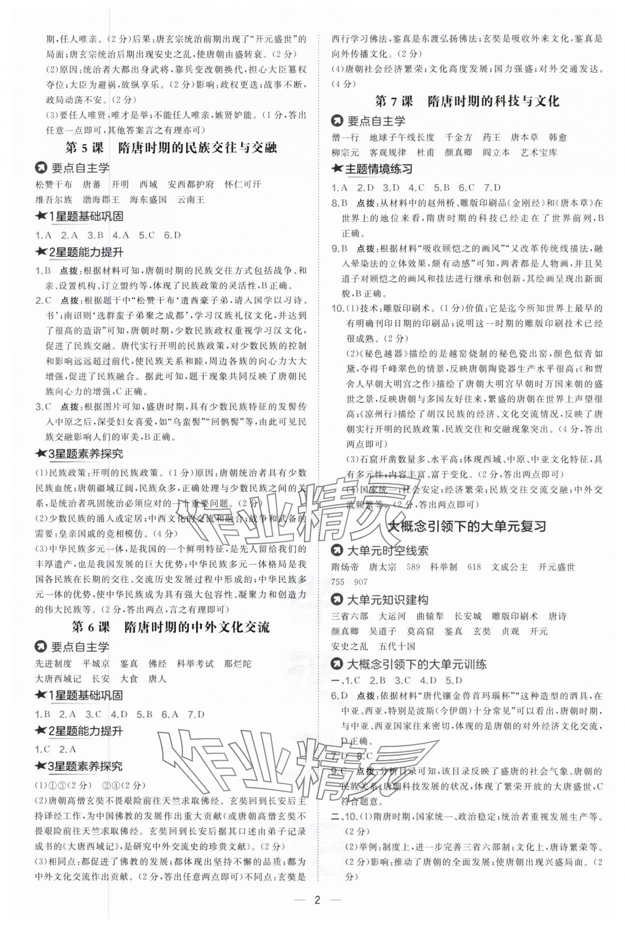 2025年点拨训练七年级历史下册人教版海南专版 第2页