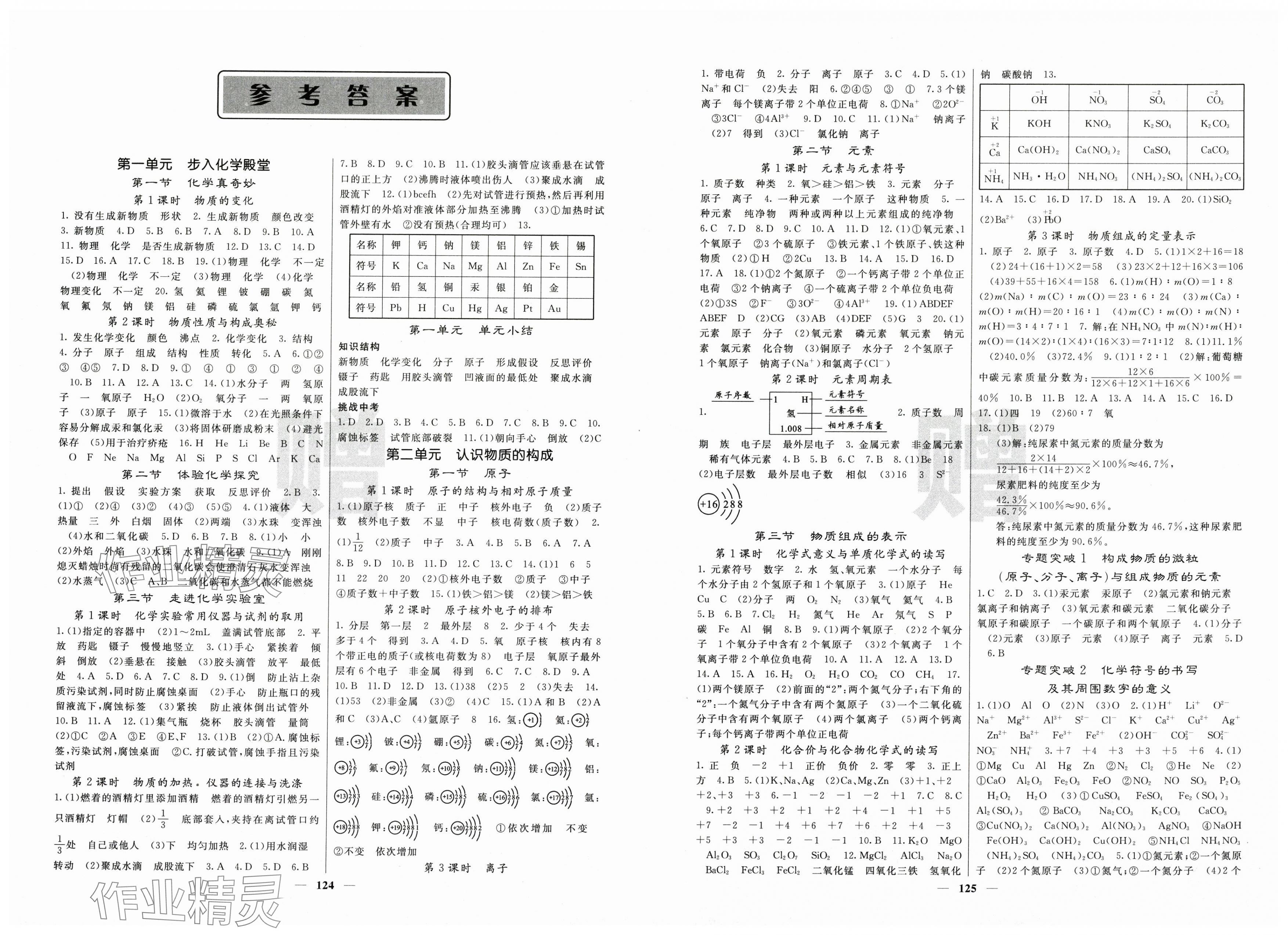 2025年名校课堂内外九年级化学上册鲁教版 第1页