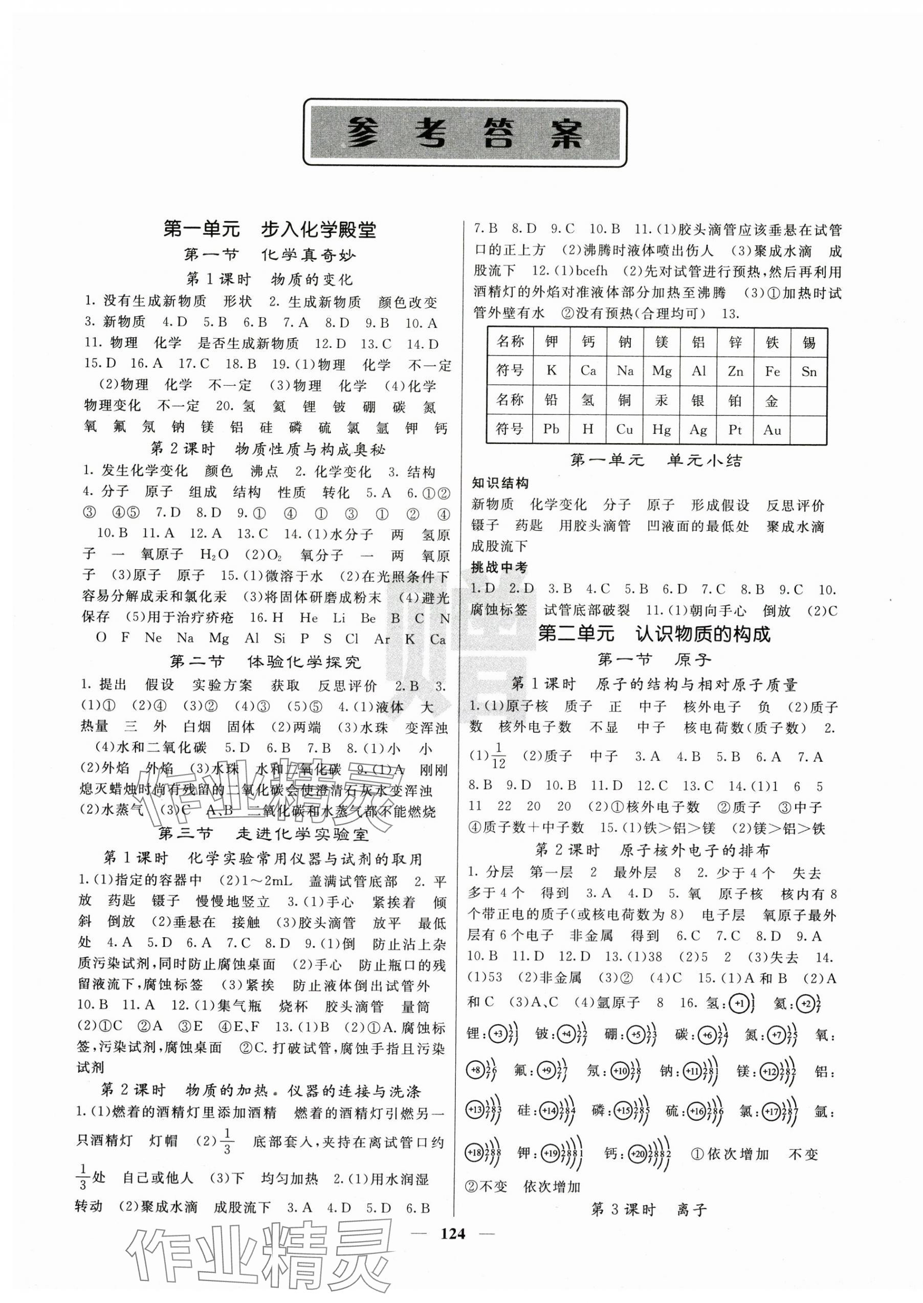 2025年名校课堂内外九年级化学上册鲁教版 第1页
