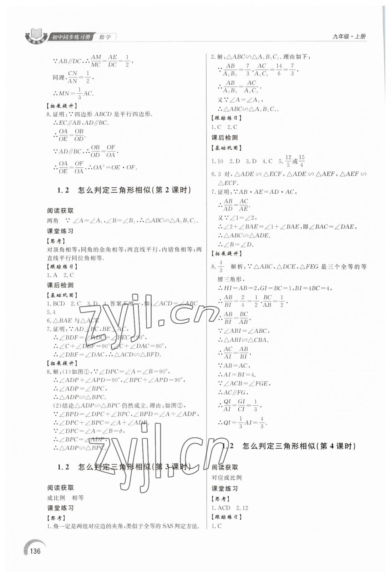 2023年同步練習(xí)冊泰山出版社九年級數(shù)學(xué)上冊青島版 第2頁