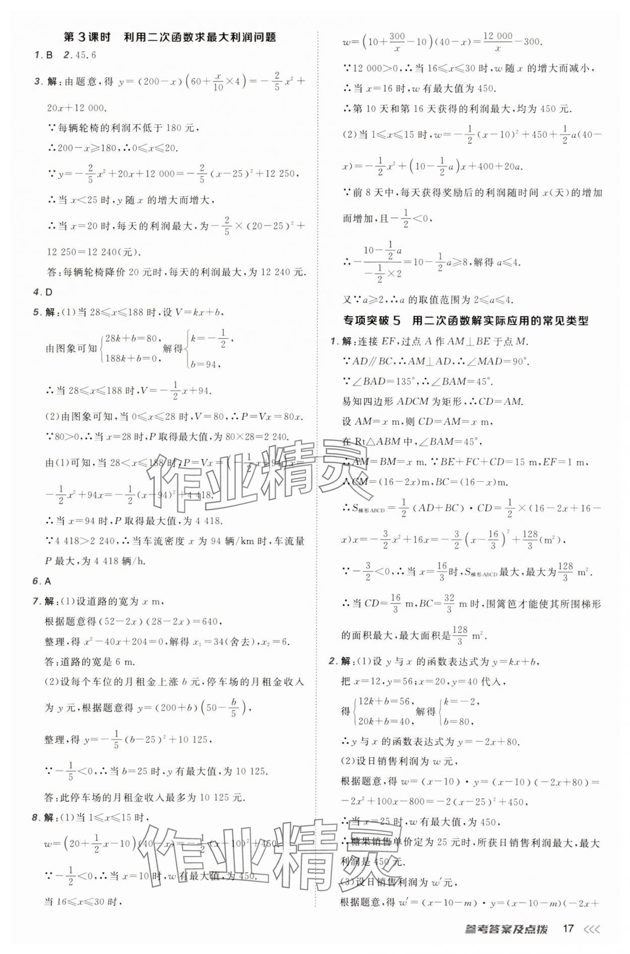 2025年點撥訓練九年級數(shù)學下冊北師大版山西專版 參考答案第17頁