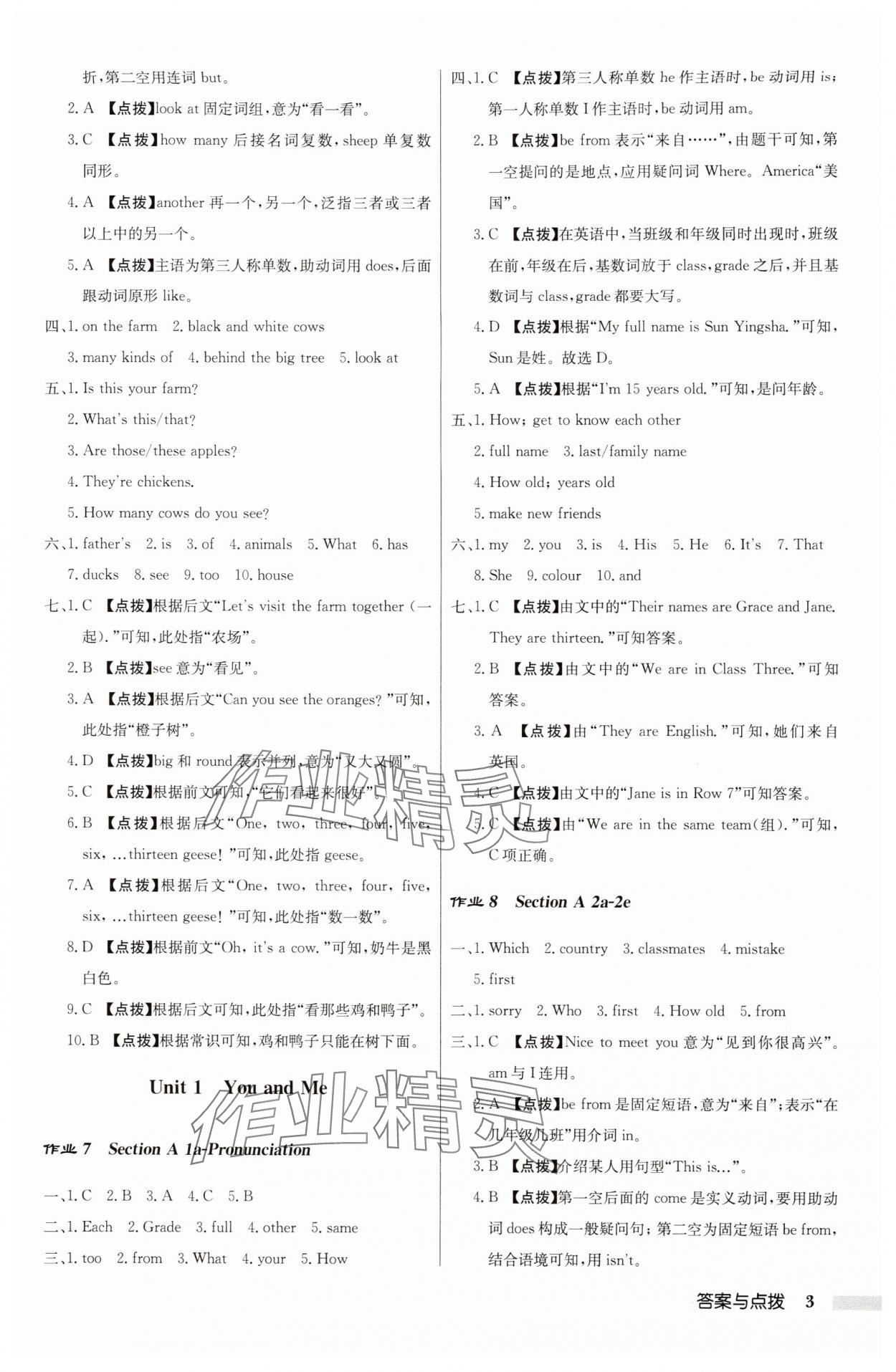 2025年啟東中學作業本七年級英語上冊人教版 第3頁