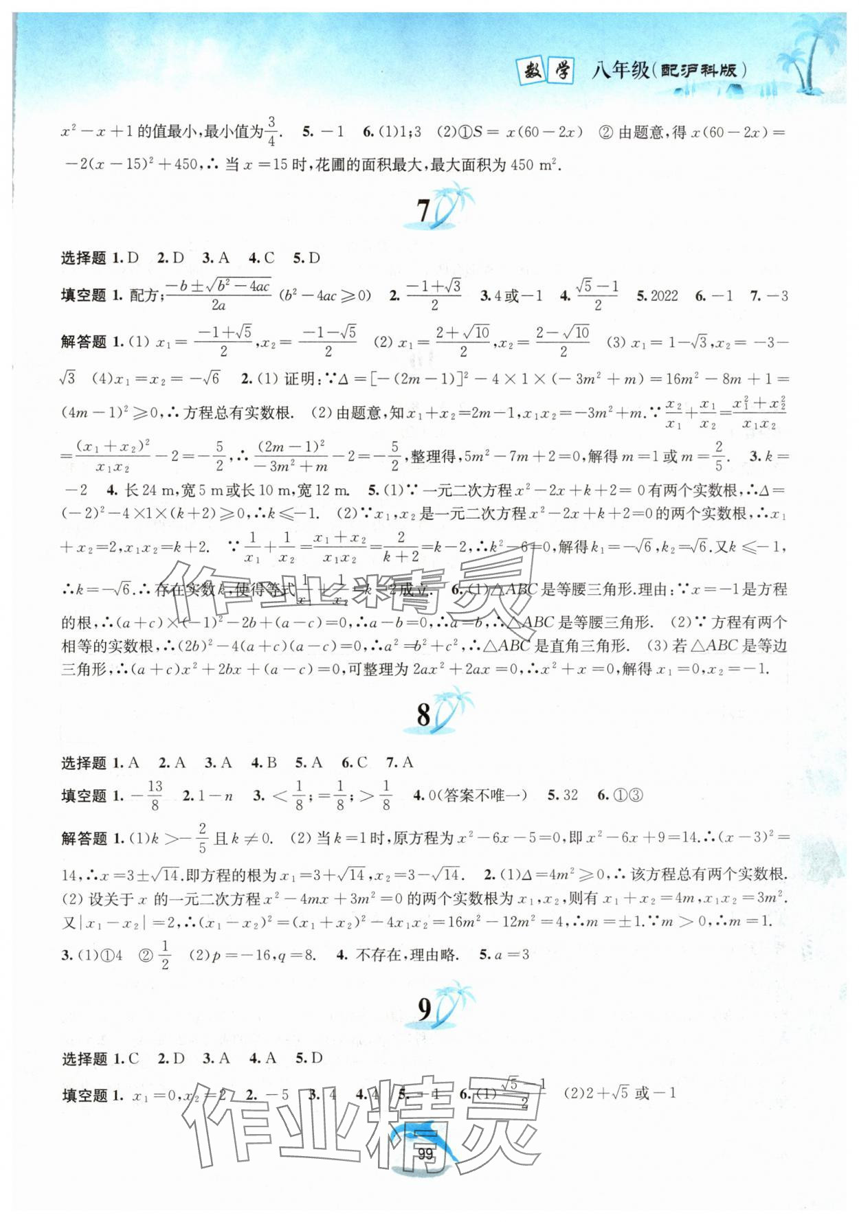 2024年暑假作业八年级数学沪科版黄山书社 第3页