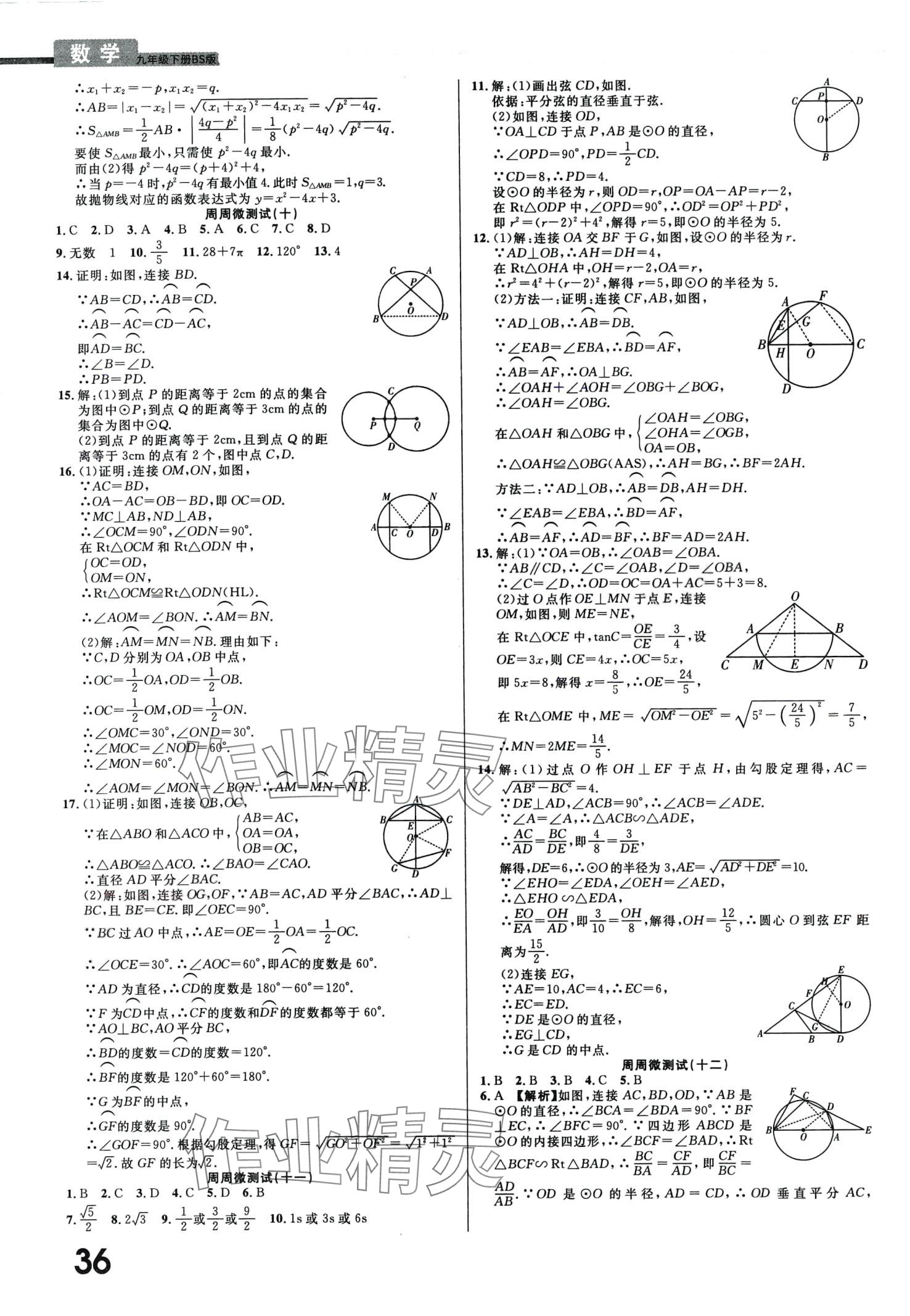 2024年一线调研学业测评九年级数学下册北师大版 第4页