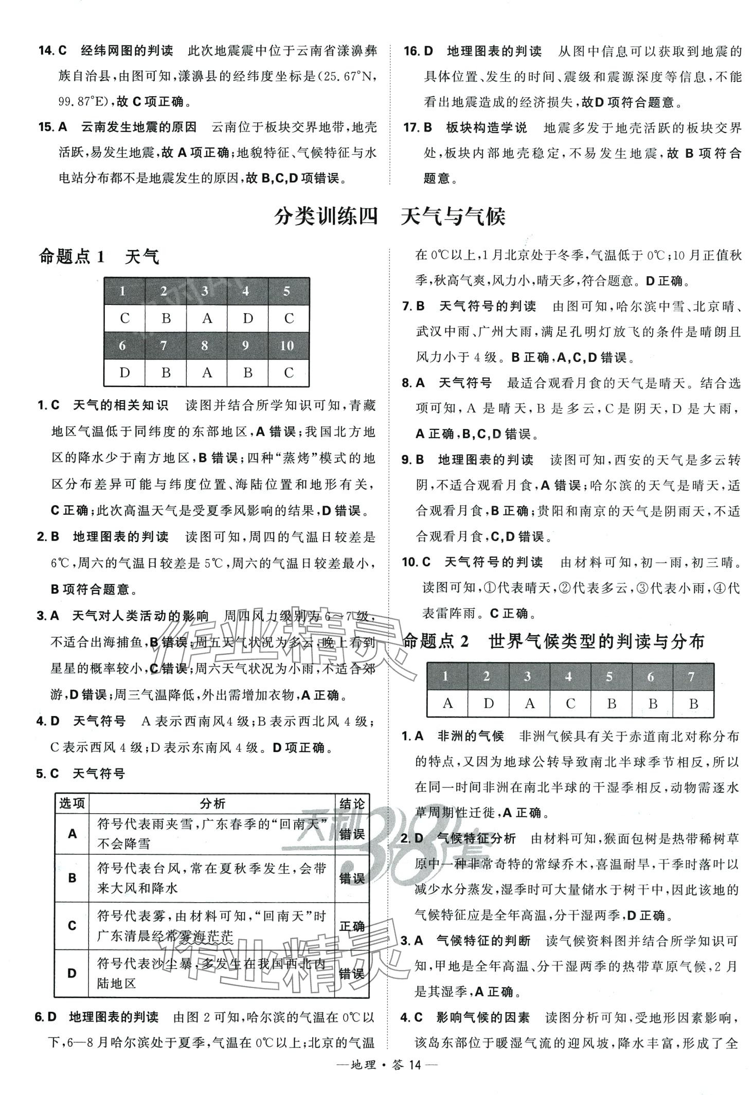 2024年天利38套中考試題分類地理&nbsp;第14頁