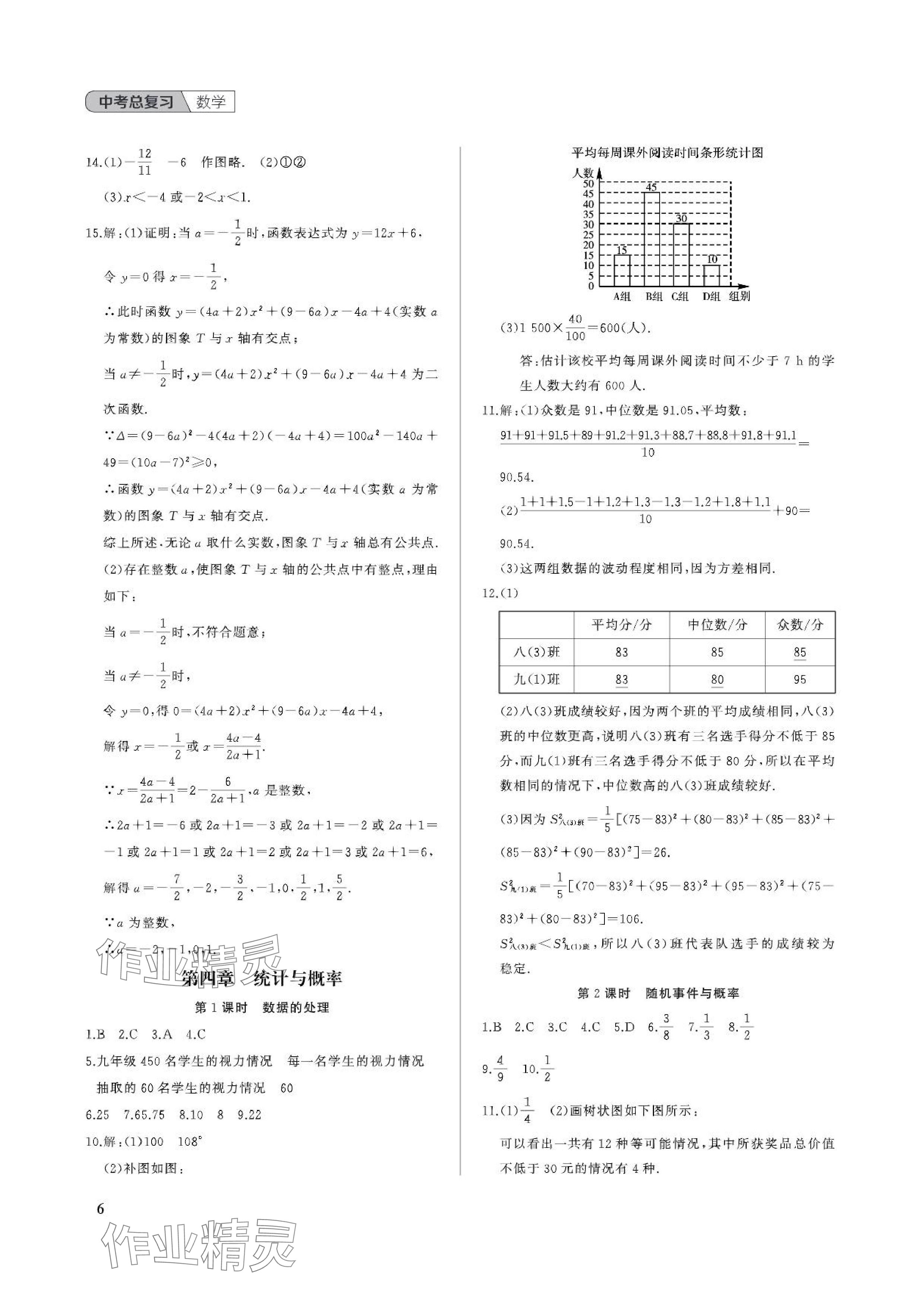 2024年中考總復(fù)習(xí)武漢出版社數(shù)學(xué)中考 參考答案第6頁(yè)