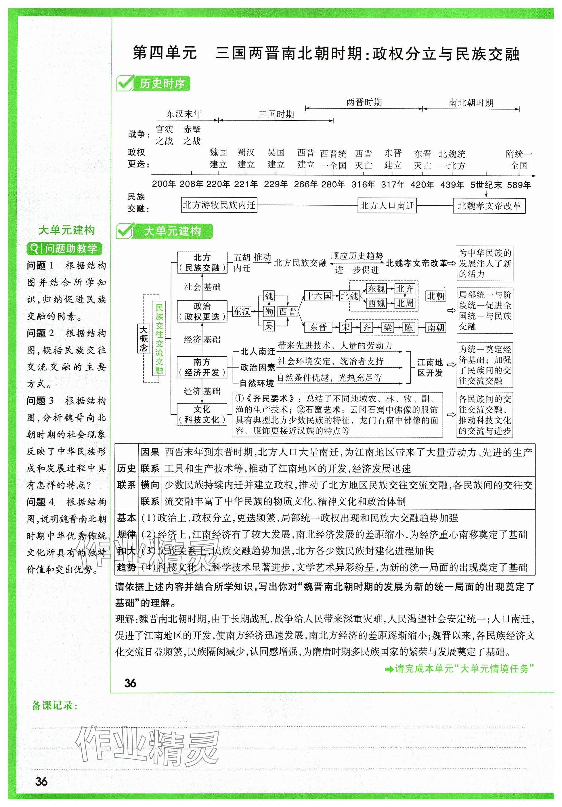 2024年萬唯中考試題研究歷史山西專版 參考答案第48頁