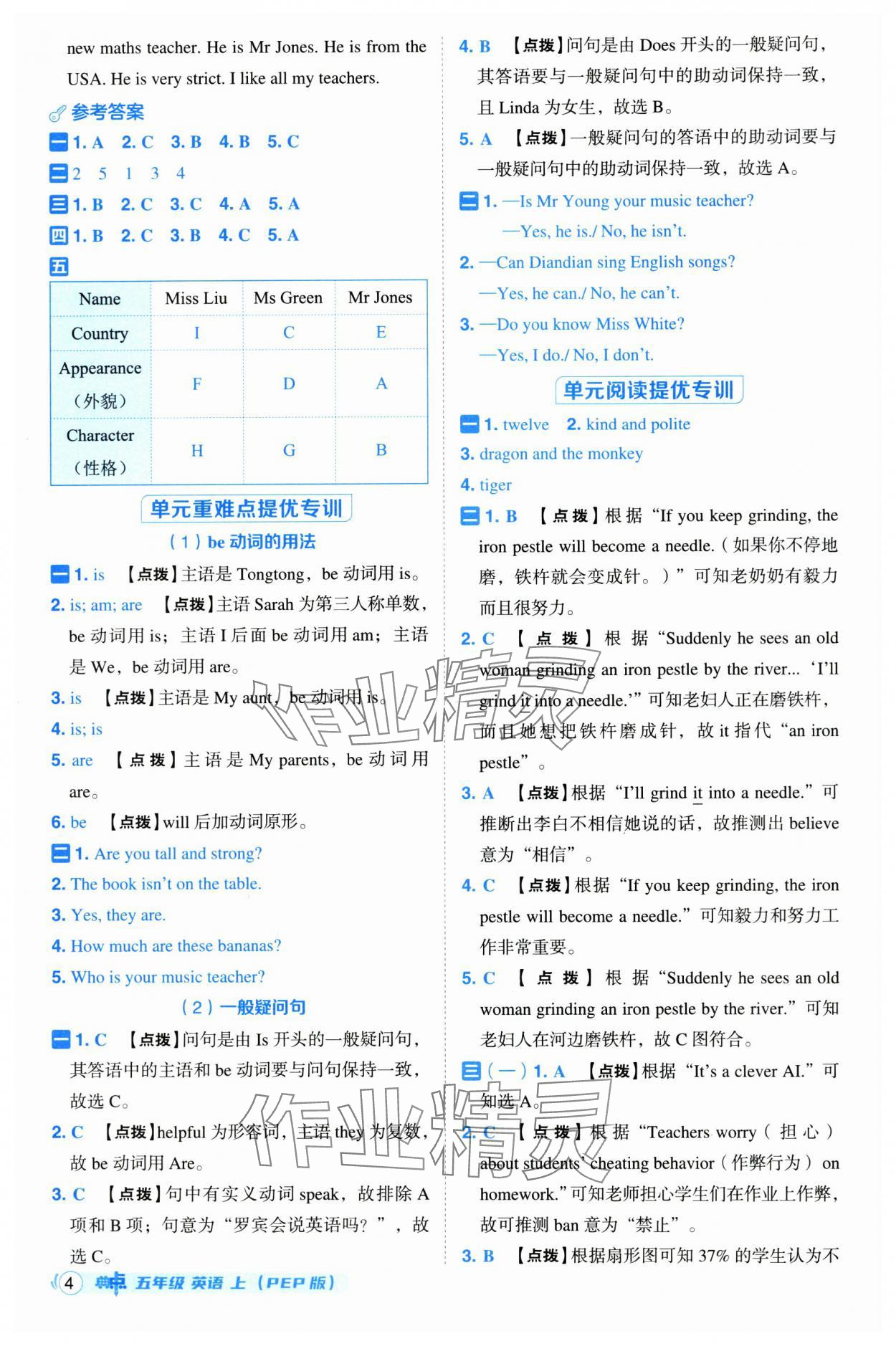 2025年綜合應(yīng)用創(chuàng)新題典中點(diǎn)五年級(jí)英語上冊(cè)人教版 參考答案第4頁