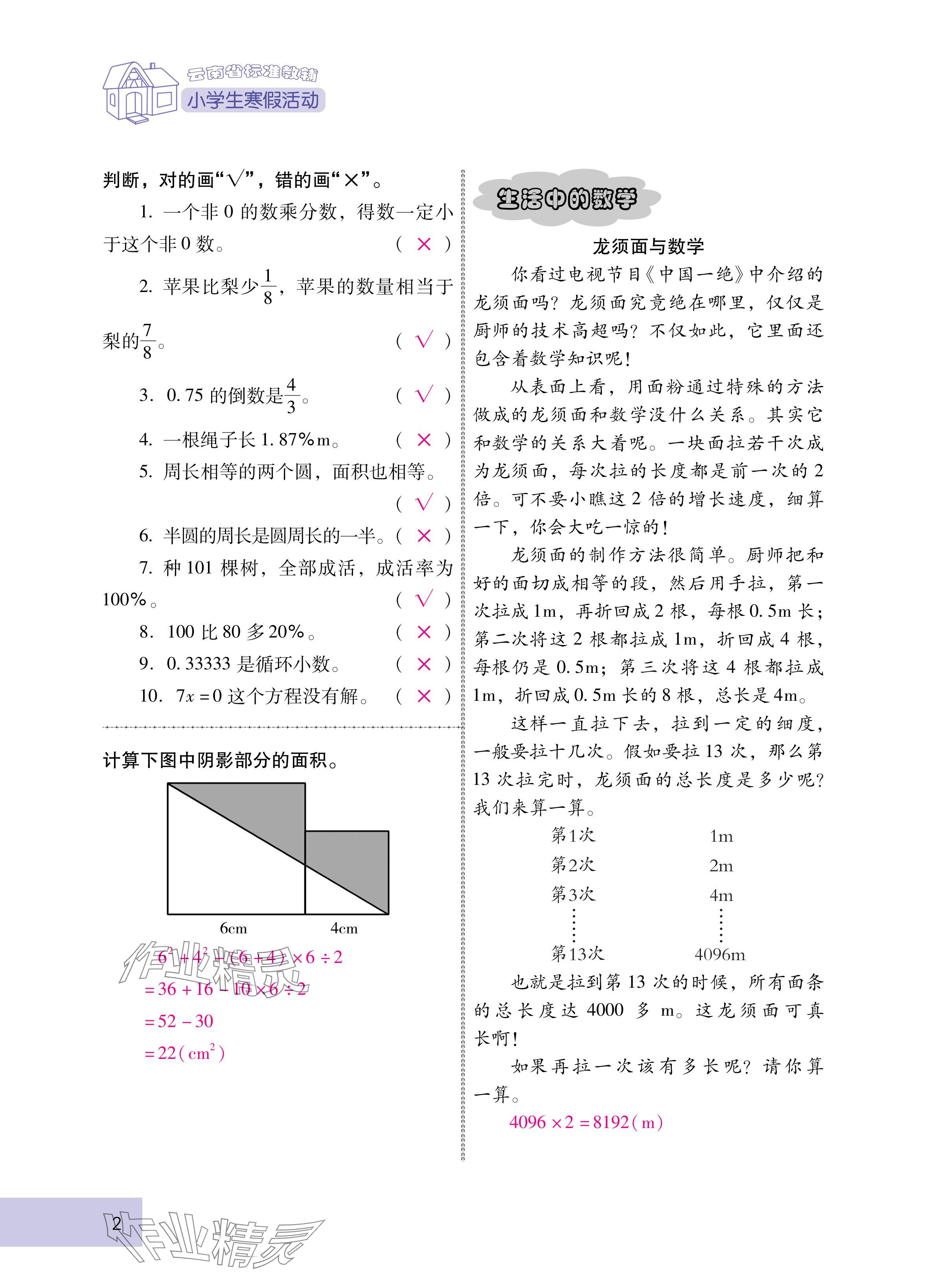 2025年云南省標準教輔寒假活動五年級數學人教版 第5頁