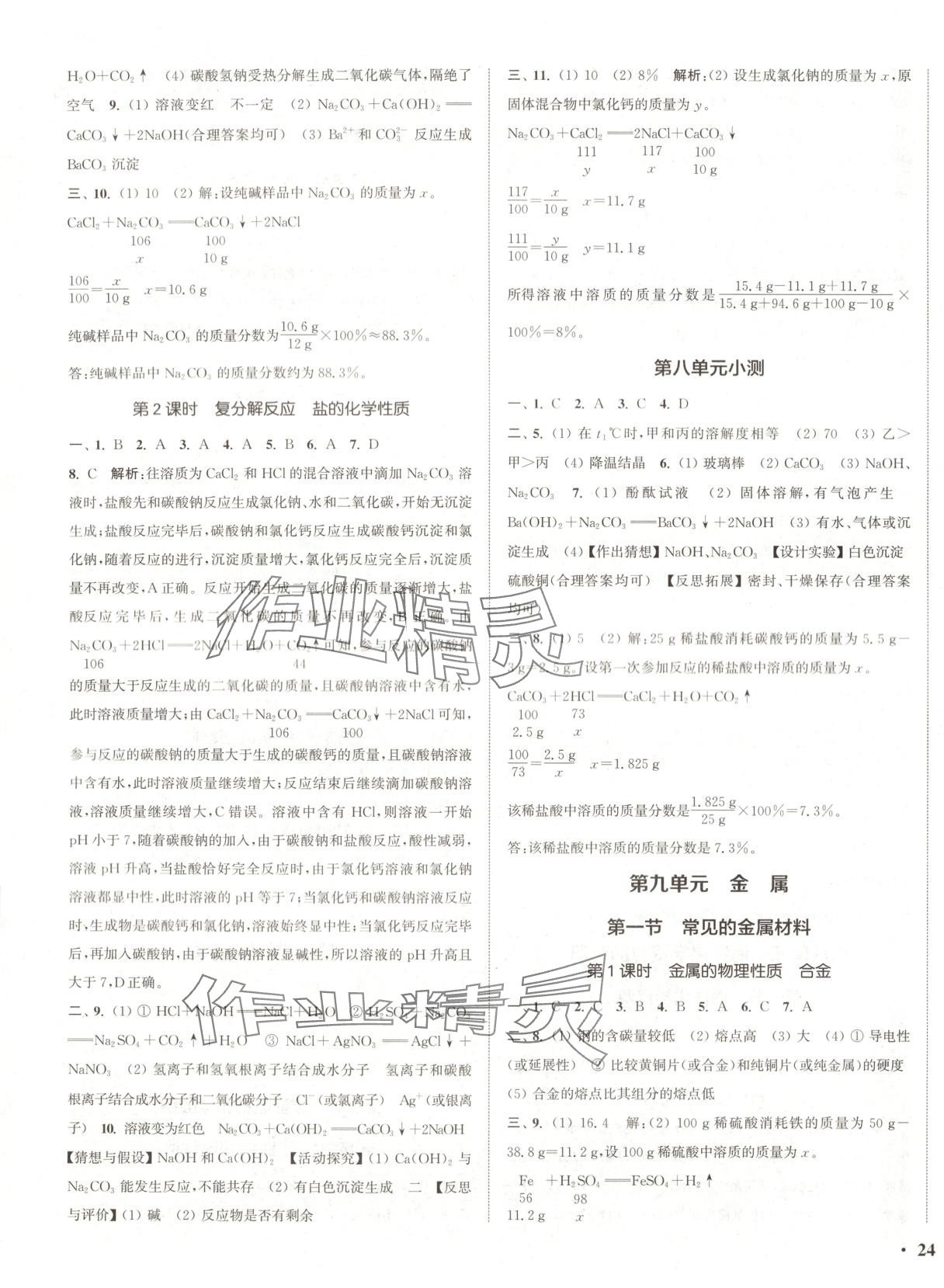 2025年通城学典活页检测九年级化学下册鲁教版 第3页