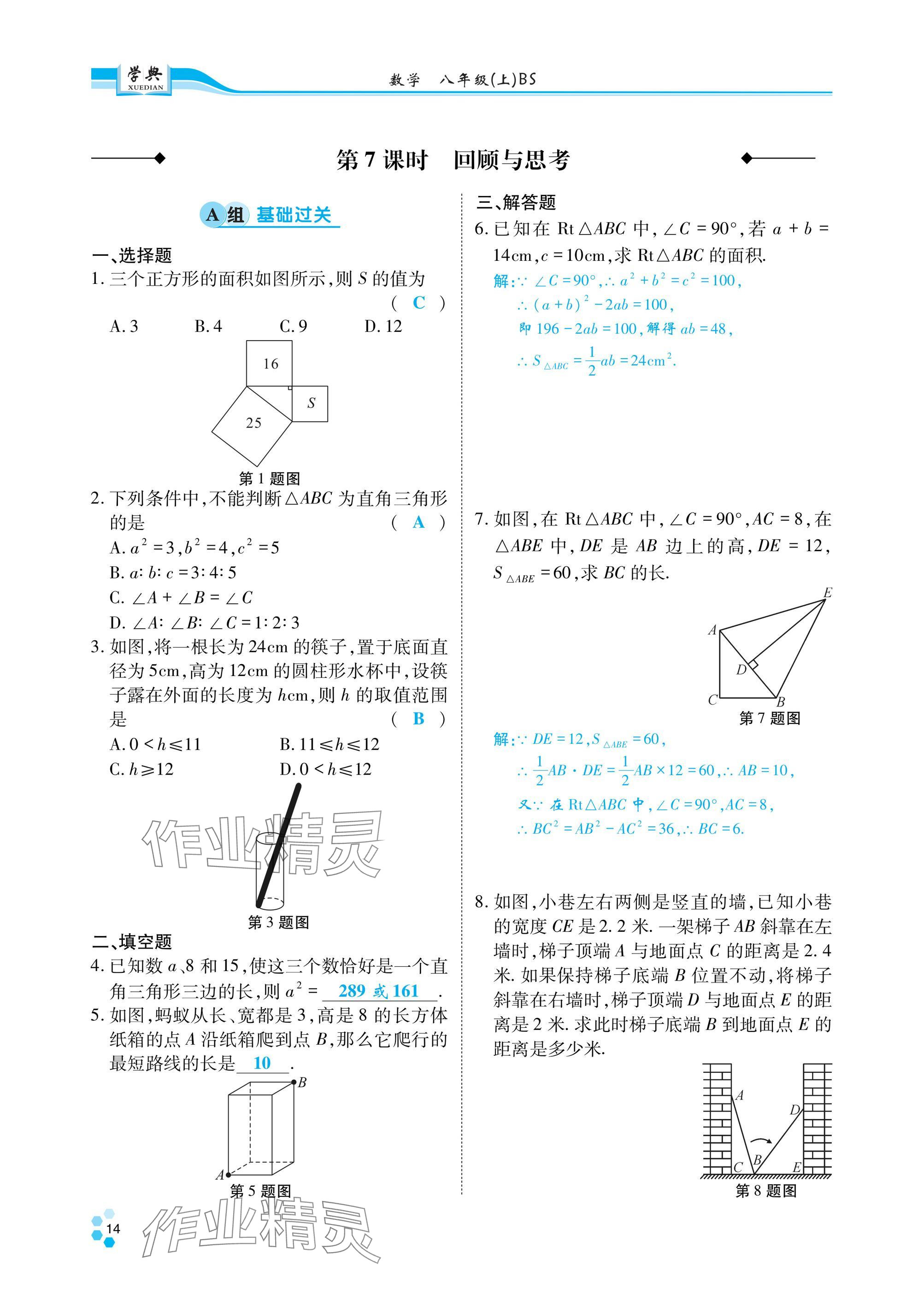 2024年學典四川八年級數(shù)學上冊北師大版 參考答案第13頁