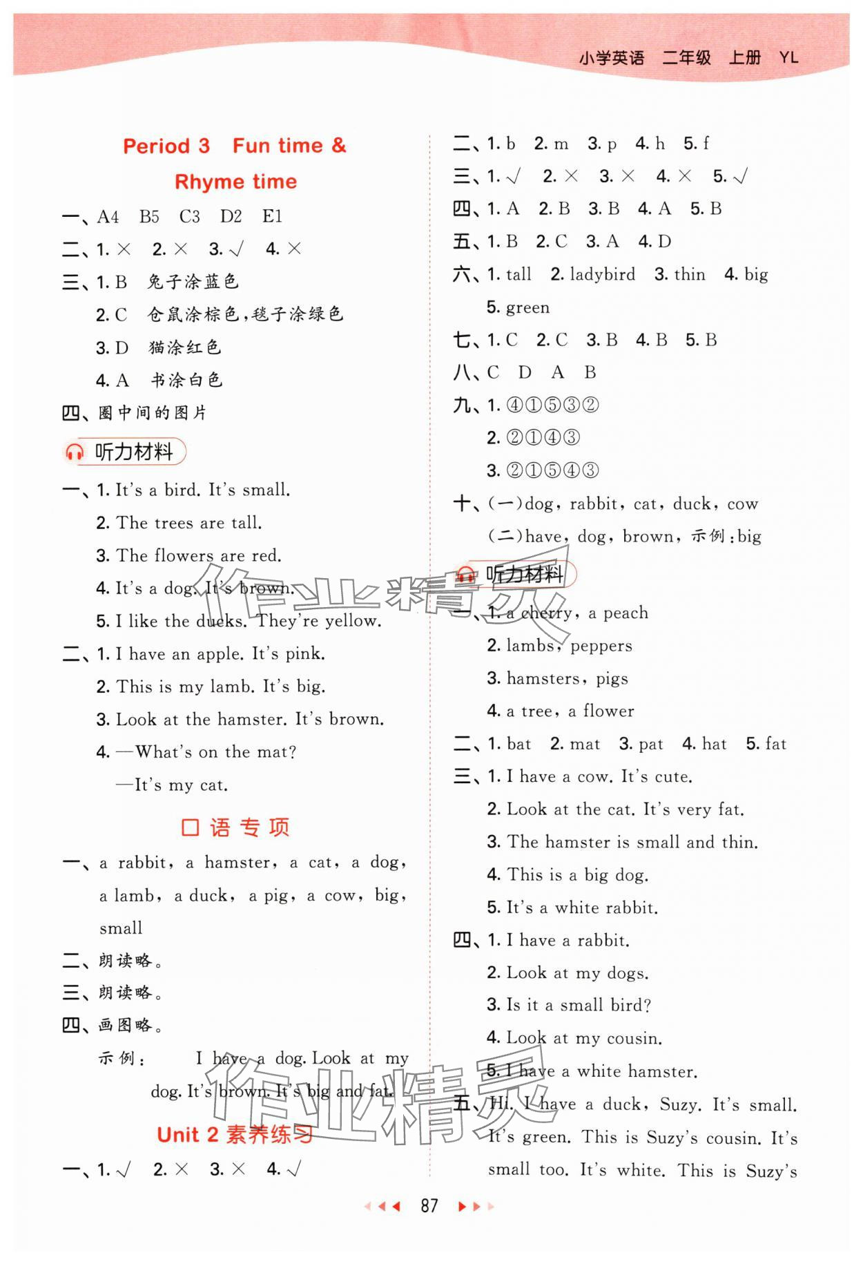 2024年53天天练二年级英语上册译林版 参考答案第3页