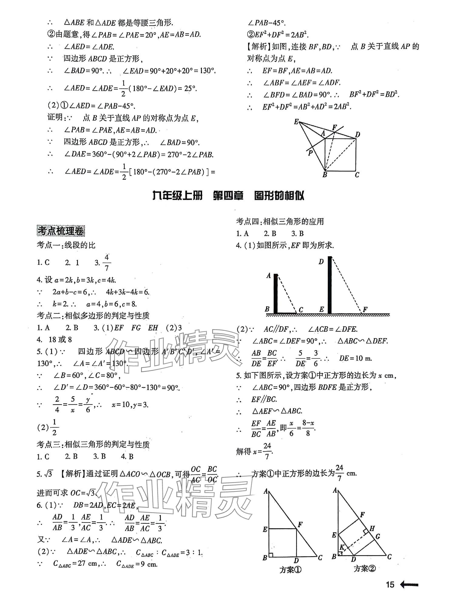 2024年節(jié)節(jié)高大象出版社九年級數(shù)學全一冊北師大版 參考答案第15頁