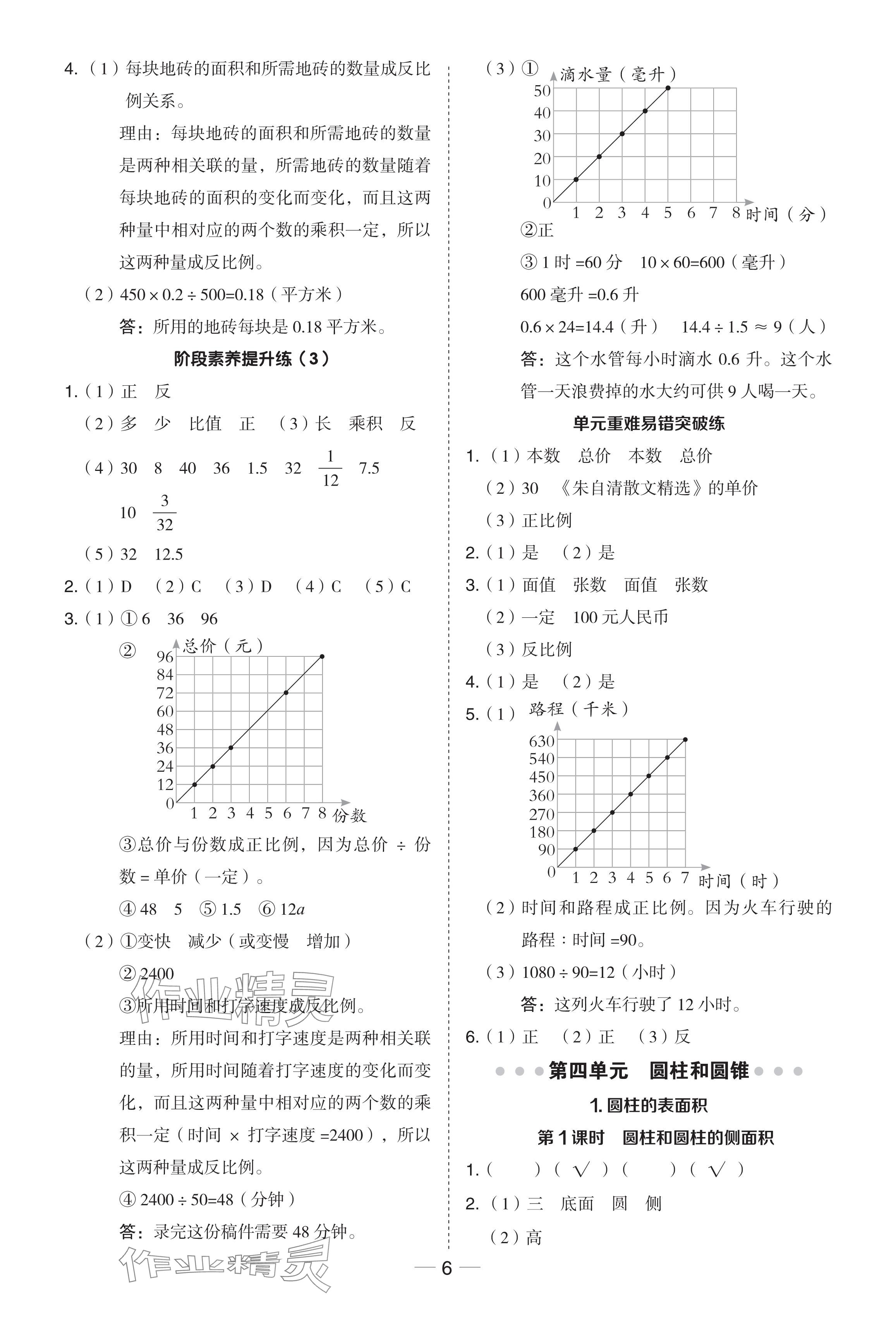 2024年综合应用创新题典中点六年级数学下册冀教版 参考答案第6页