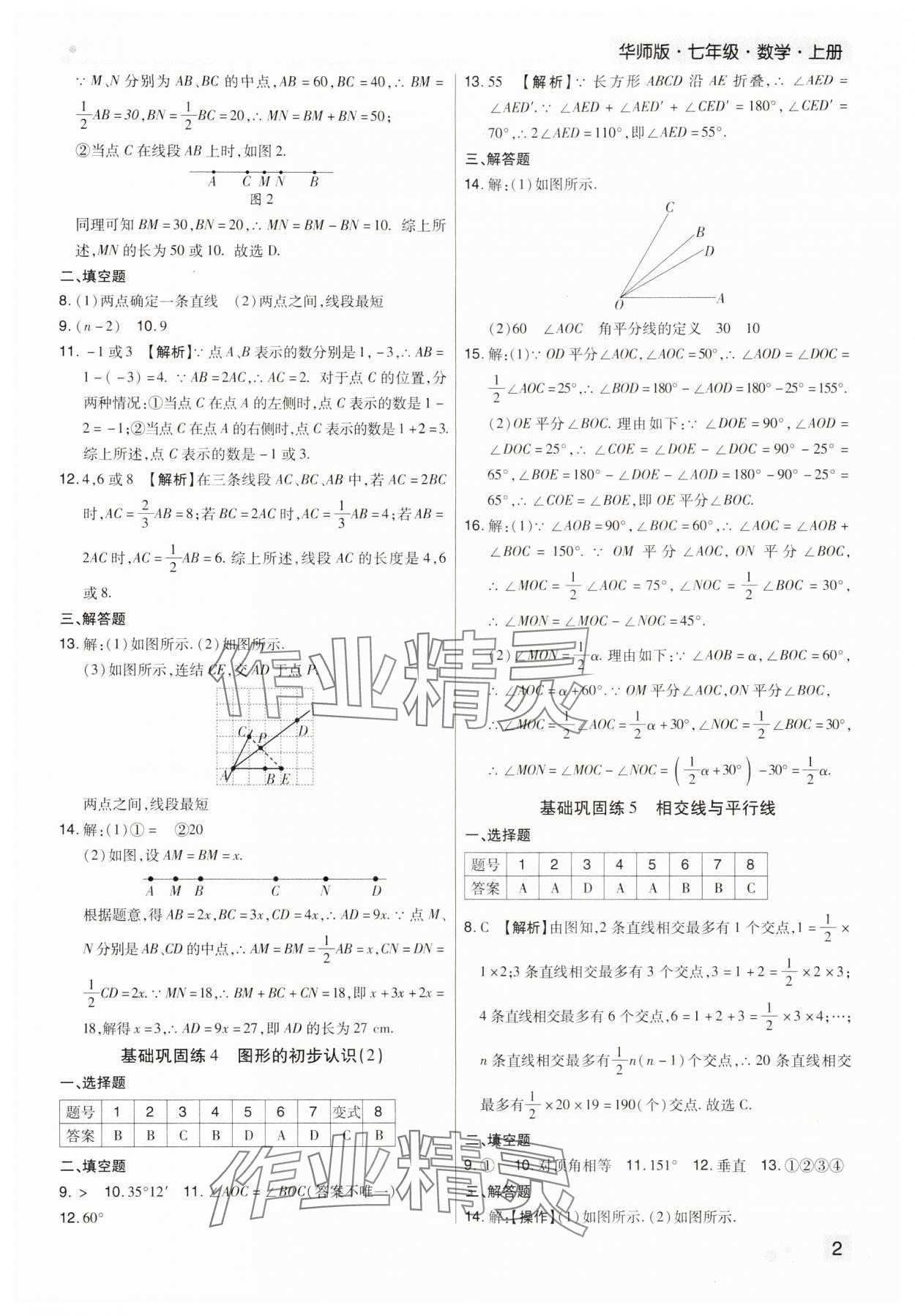 2023年期末考试必刷卷七年级数学上册华师大版南阳专版 参考答案第2页