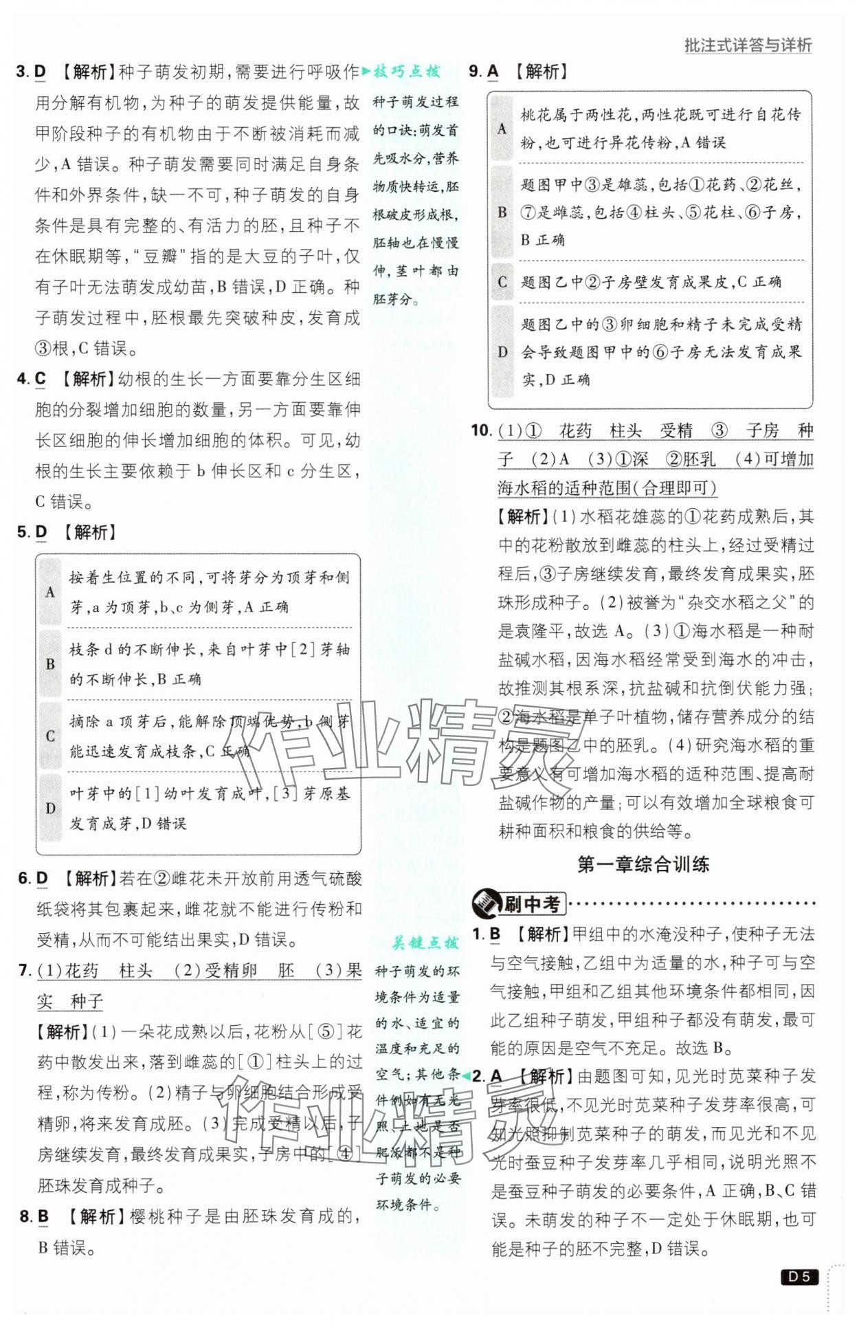 2025年初中必刷题七年级生物下册人教版&nbsp;第5页