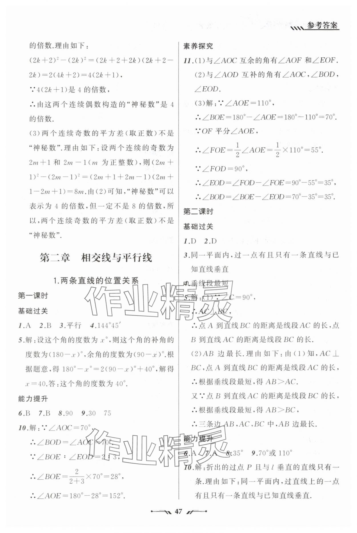 2025年新課程新教材導航學七年級數(shù)學下冊北師大版 參考答案第5頁