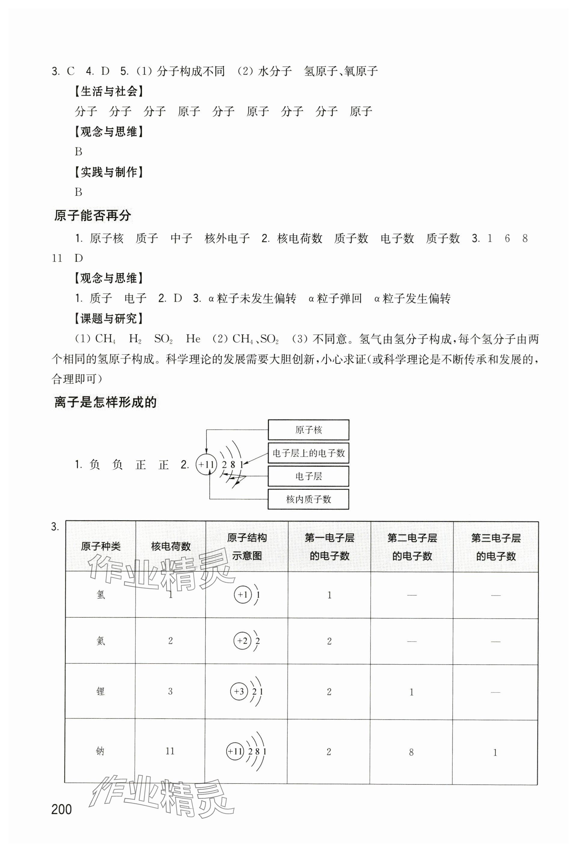 2025年綜合活動手冊八年級化學下冊滬教版五四制 參考答案第4頁