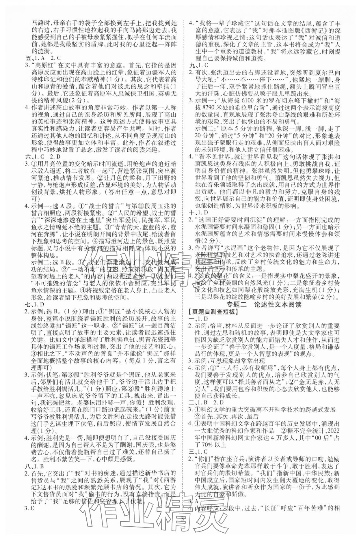 2025年中考必備云南美術(shù)出版社語(yǔ)文中考貴州專版 參考答案第3頁(yè)
