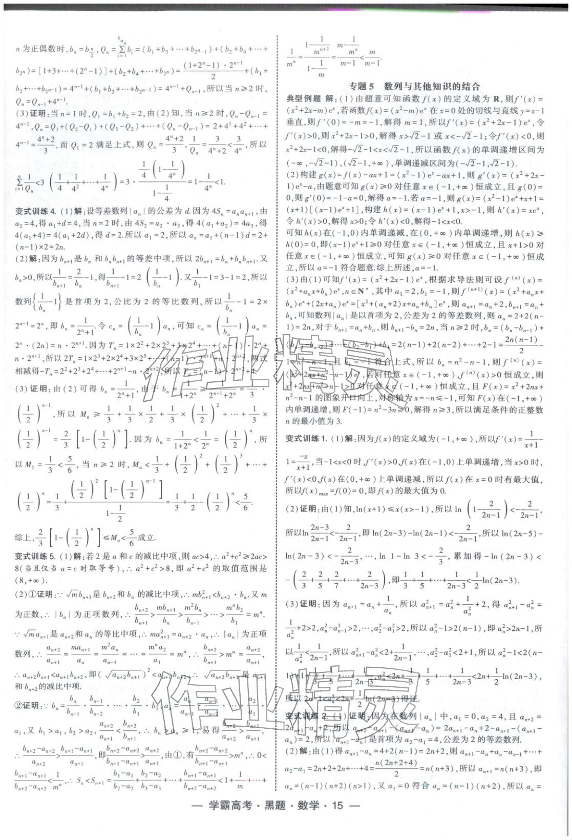 2025年學霸高考黑題數學人教版&nbsp;參考答案第15頁