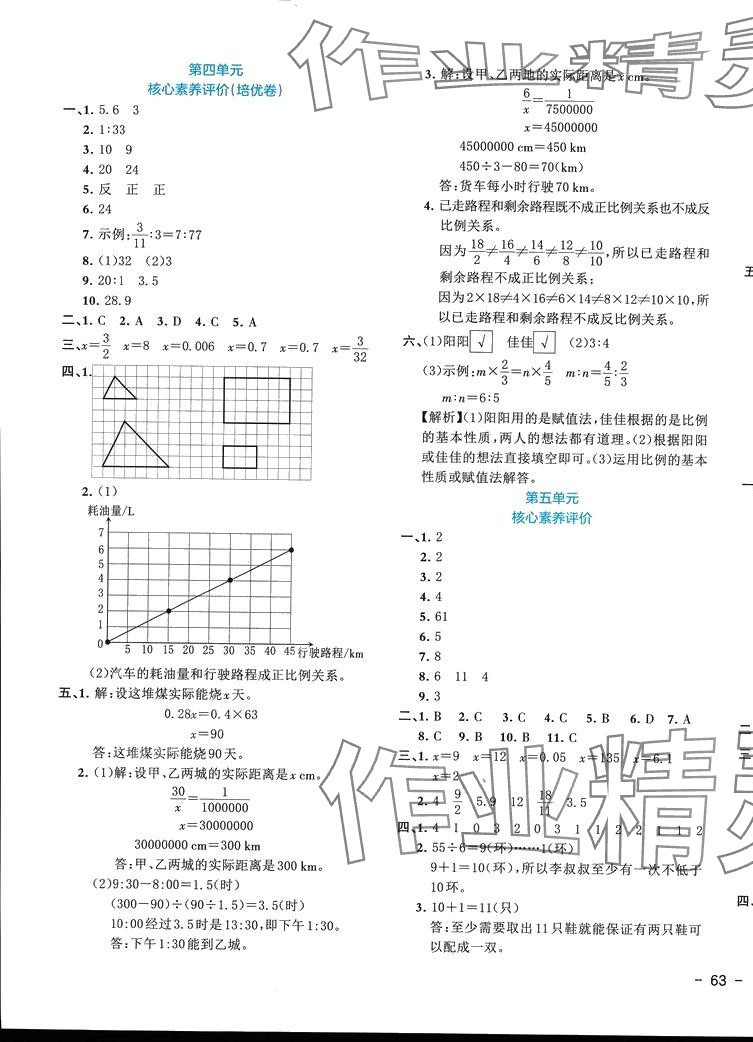 2024年全優(yōu)單元大卷六年級(jí)數(shù)學(xué)下冊(cè)人教版重慶專版 參考答案第5頁