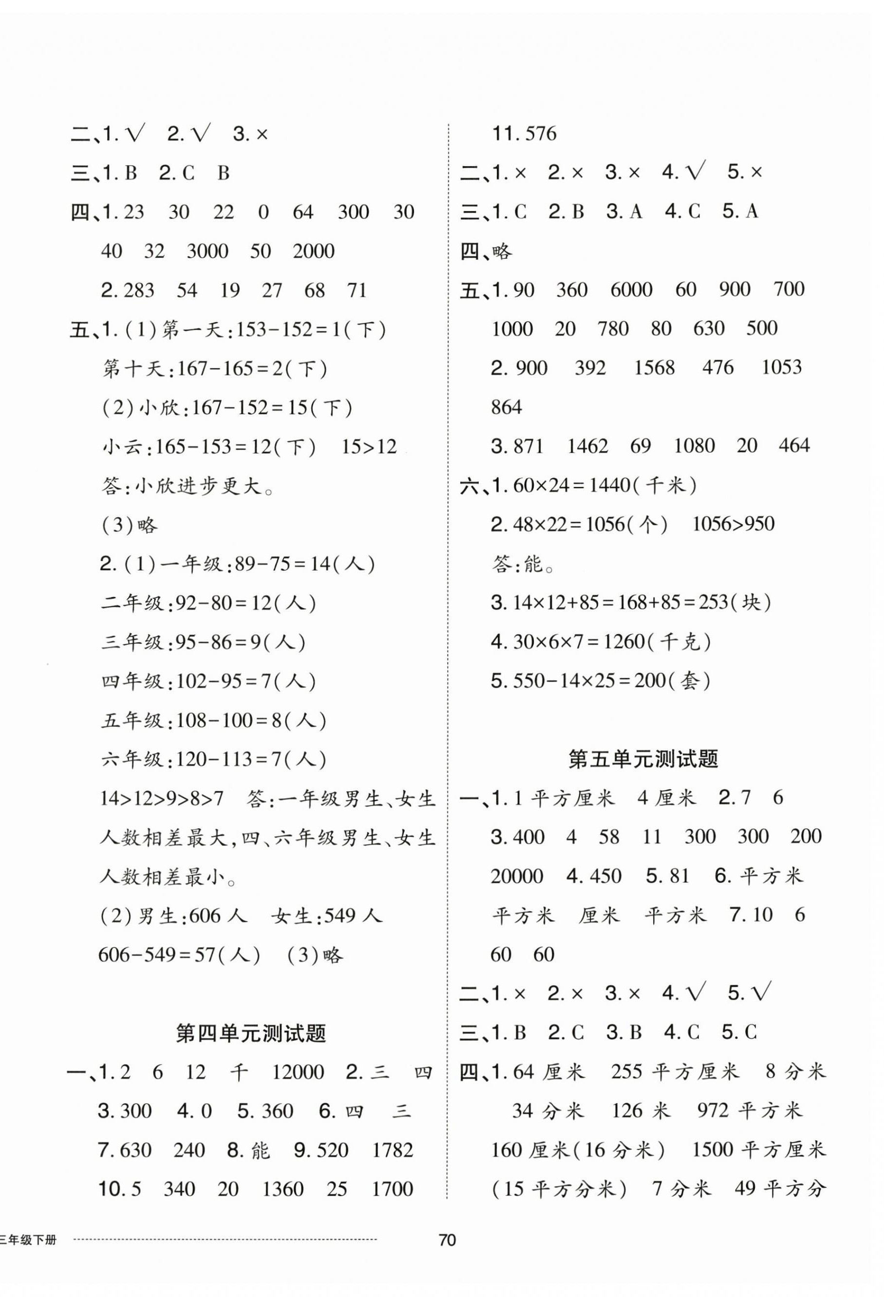 2025年同步練習冊配套單元自測卷三年級數學下冊人教版 第2頁