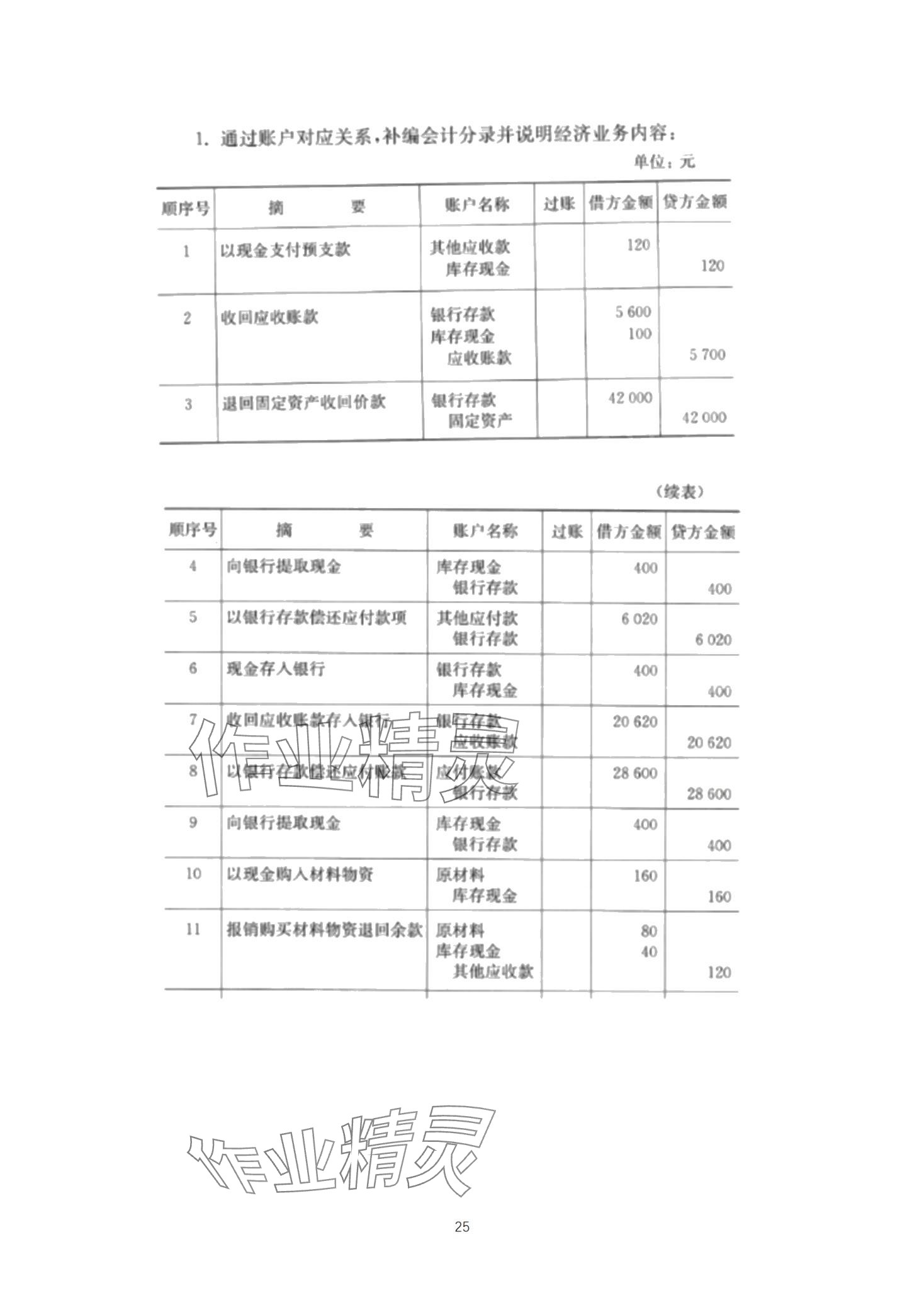 2024年基础会计习题集中职综合&nbsp;第25页