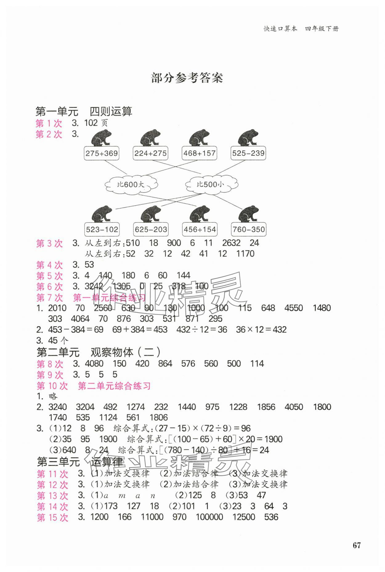 2024年快速口算本四年級(jí)下冊(cè)人教版 第1頁(yè)