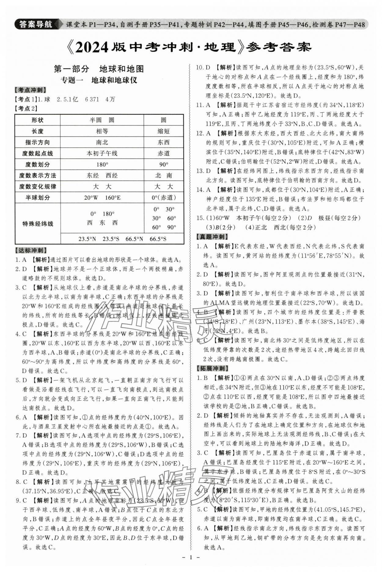 2024年中考冲刺地理广东专版 第1页