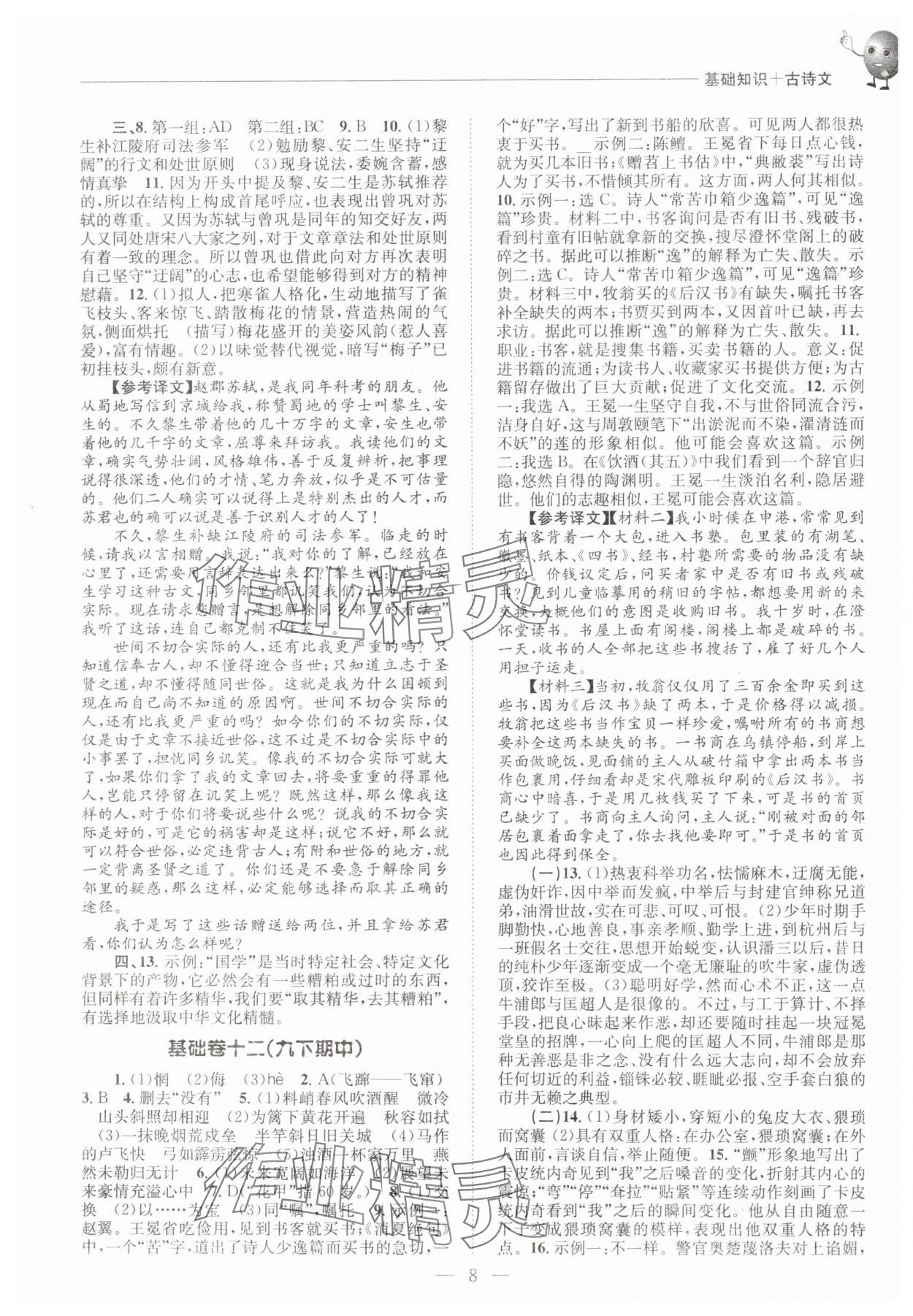 2025年初中語文基礎(chǔ)知識(shí)加古詩文中考精練 第8頁