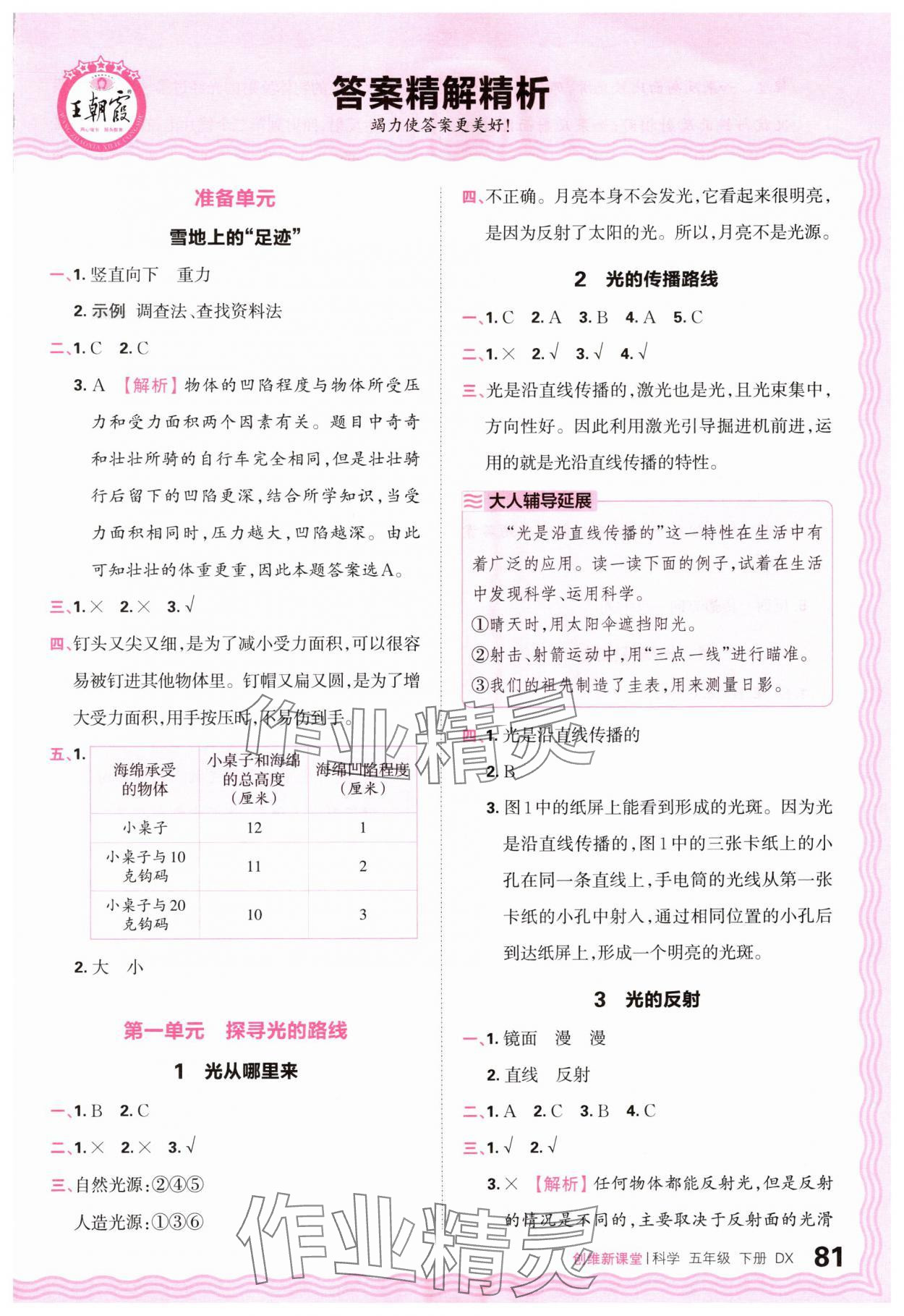 2024年創(chuàng)維新課堂五年級科學下冊大象版 參考答案第1頁