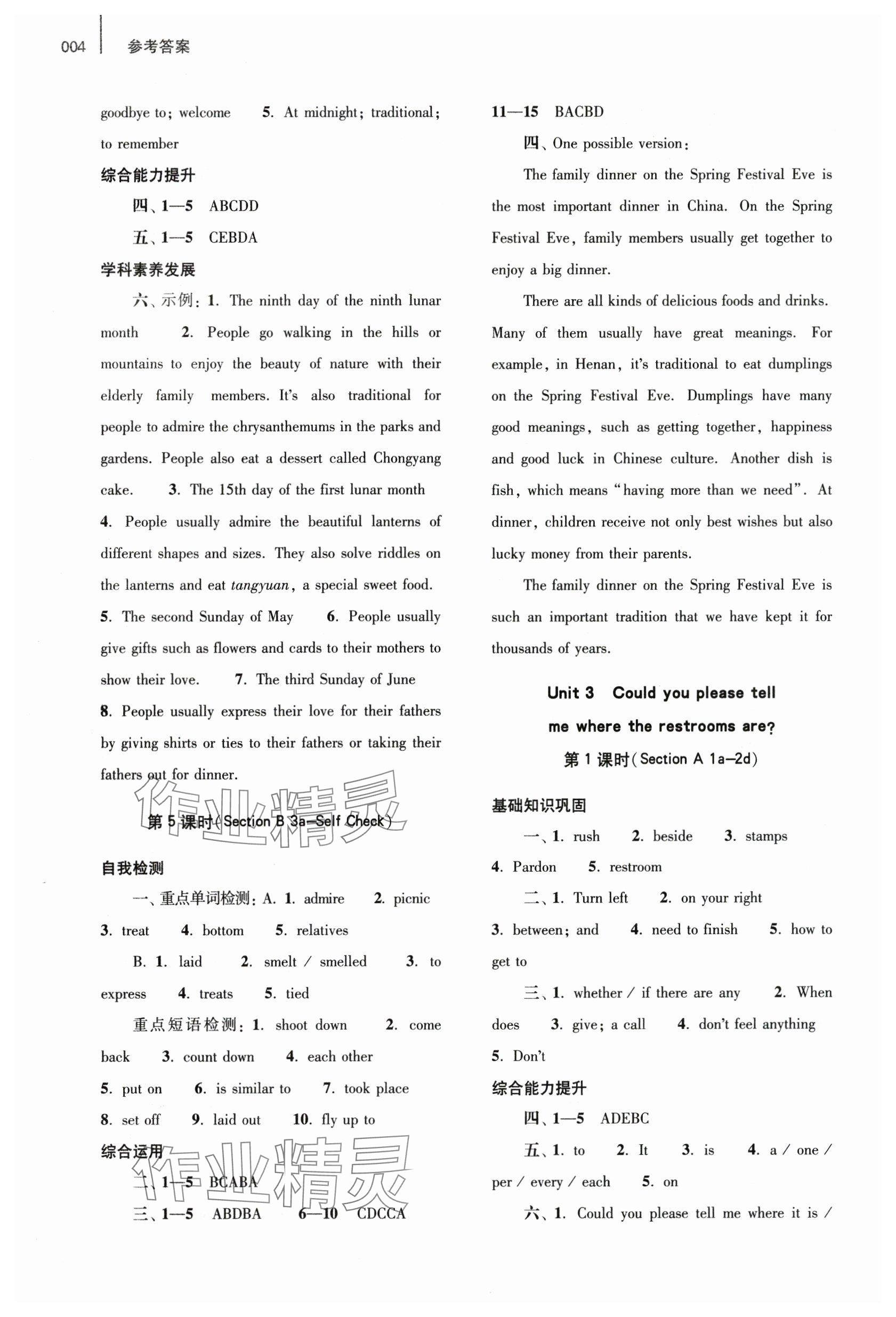 2025年基礎(chǔ)訓(xùn)練大象出版社九年級英語全一冊人教版 參考答案第4頁