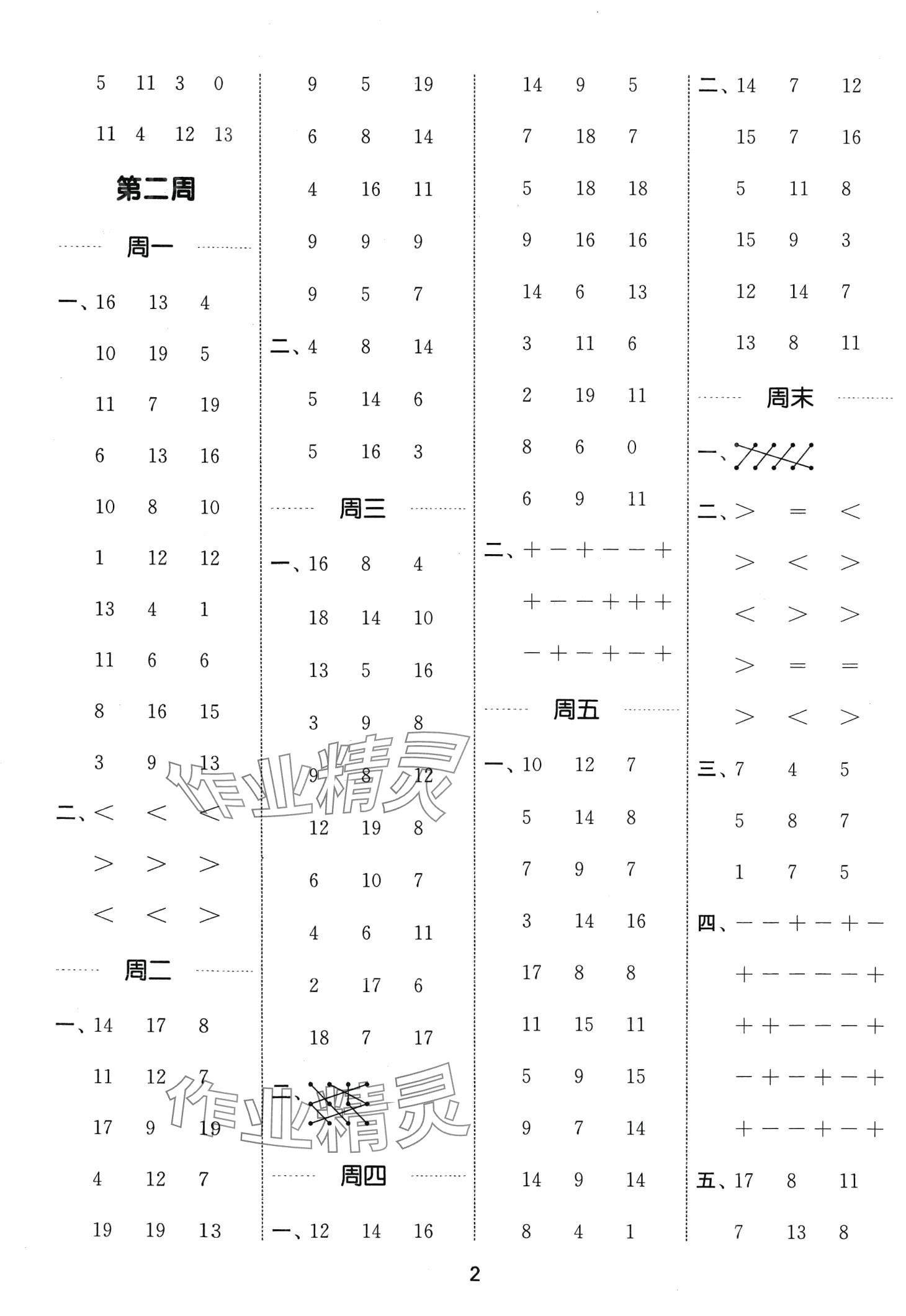 2024年通城學(xué)典計(jì)算能手一年級(jí)數(shù)學(xué)西師大版 第2頁(yè)