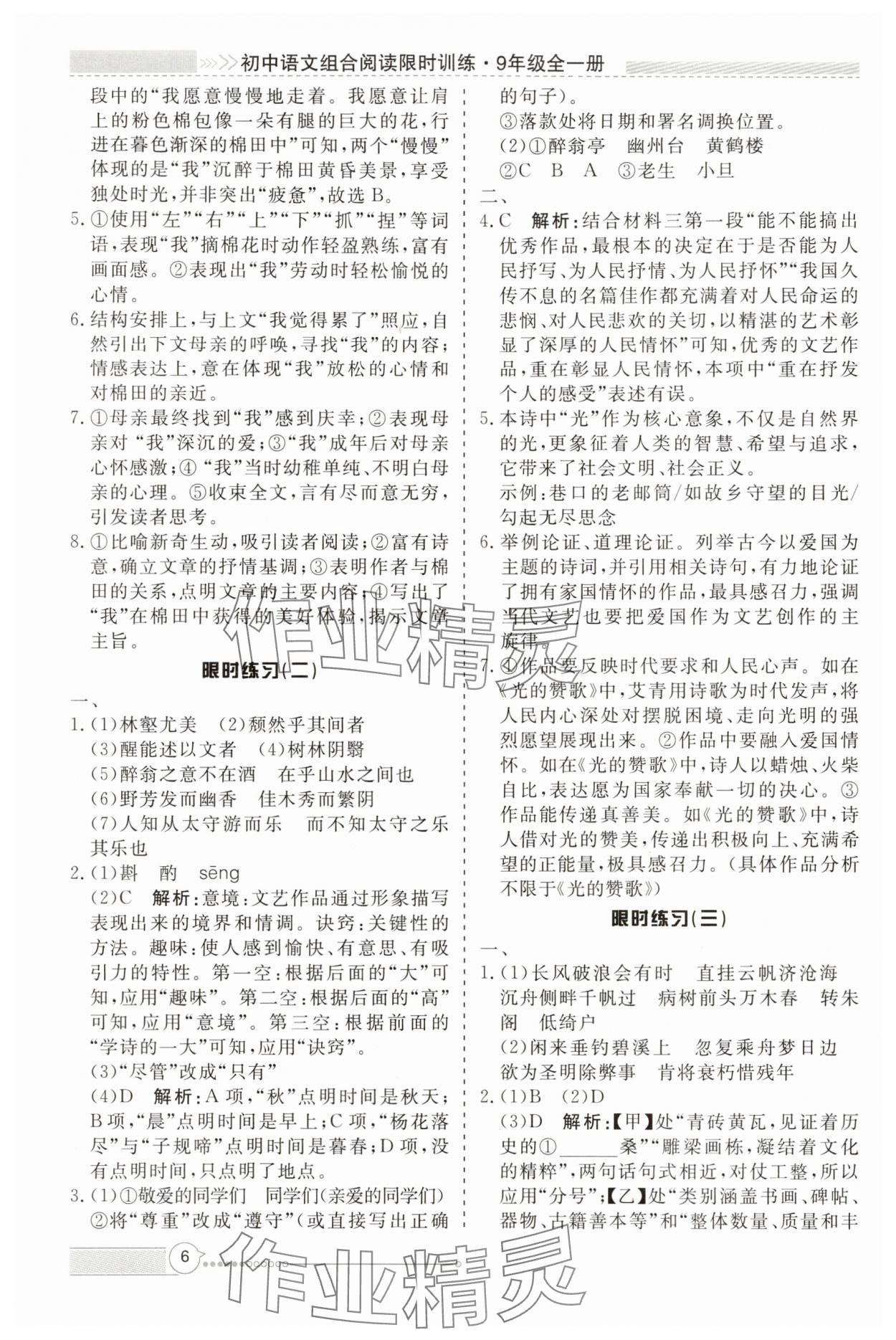 2025年新视野限时训练九年级语文全一册人教版&nbsp;第6页